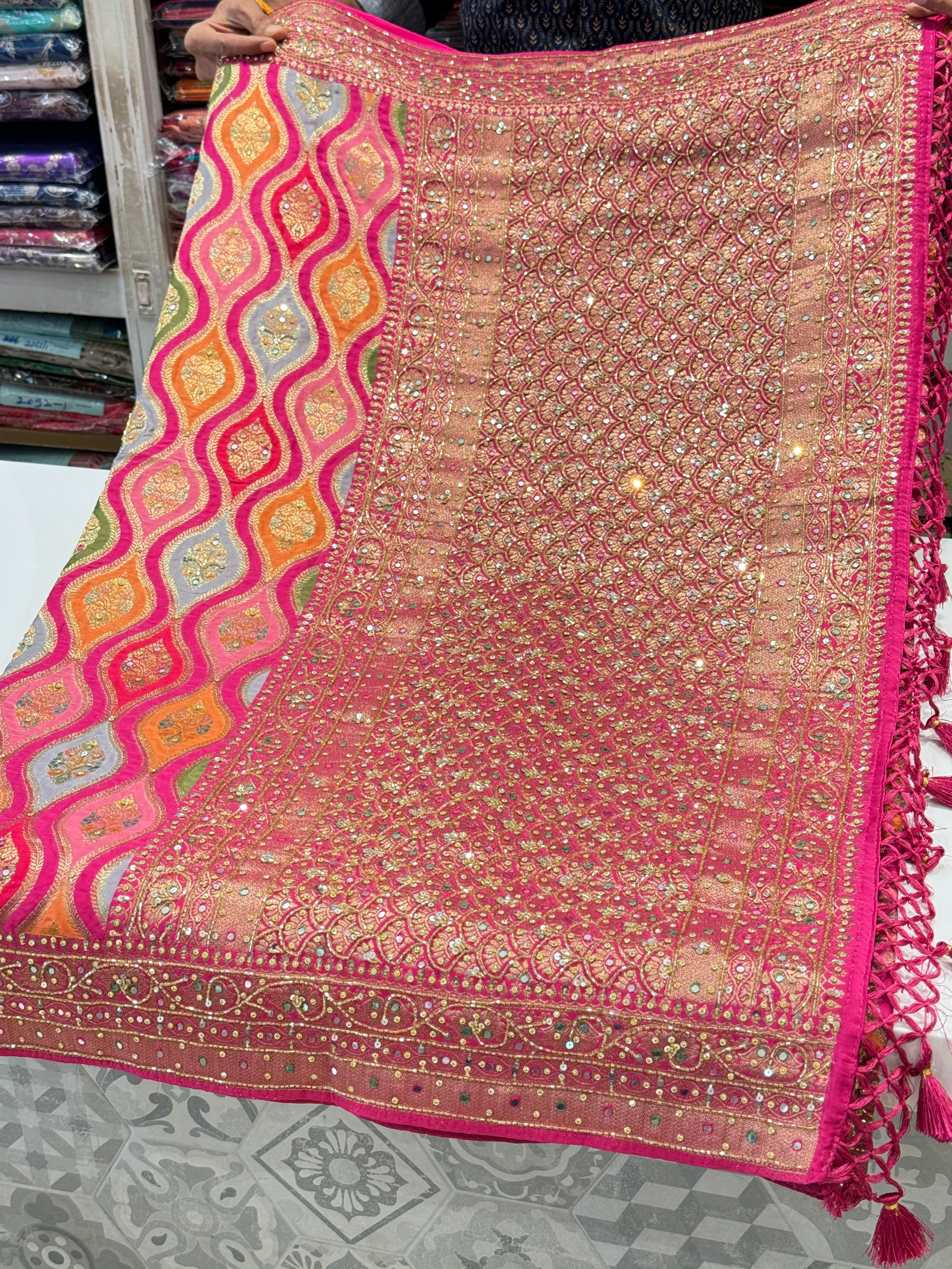 Rani Rangkat Modal Satin Hand Embroidery Saree