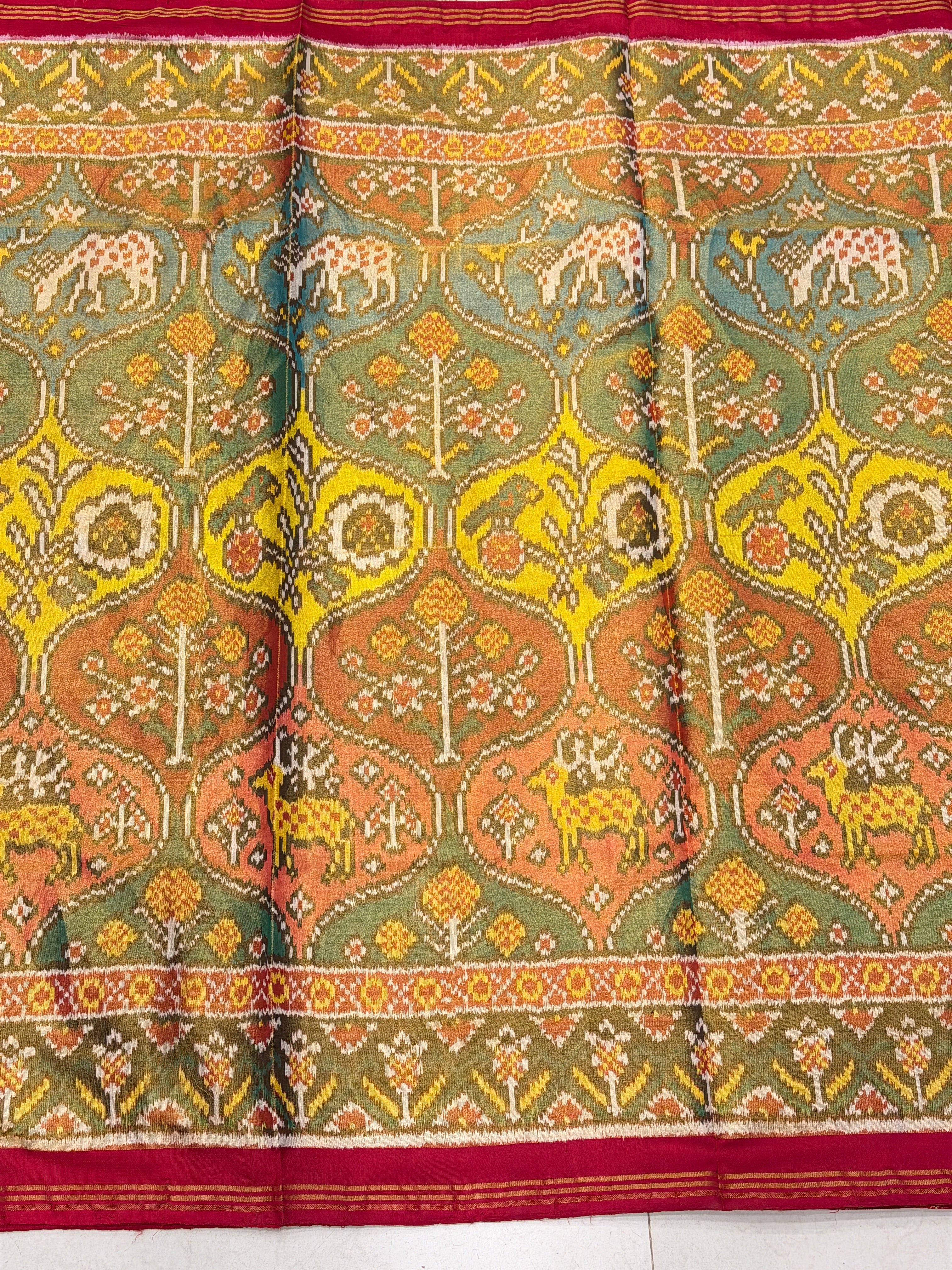 Contemporary Chhabdi Tissue Handloom Patan Patola Ikat Saree