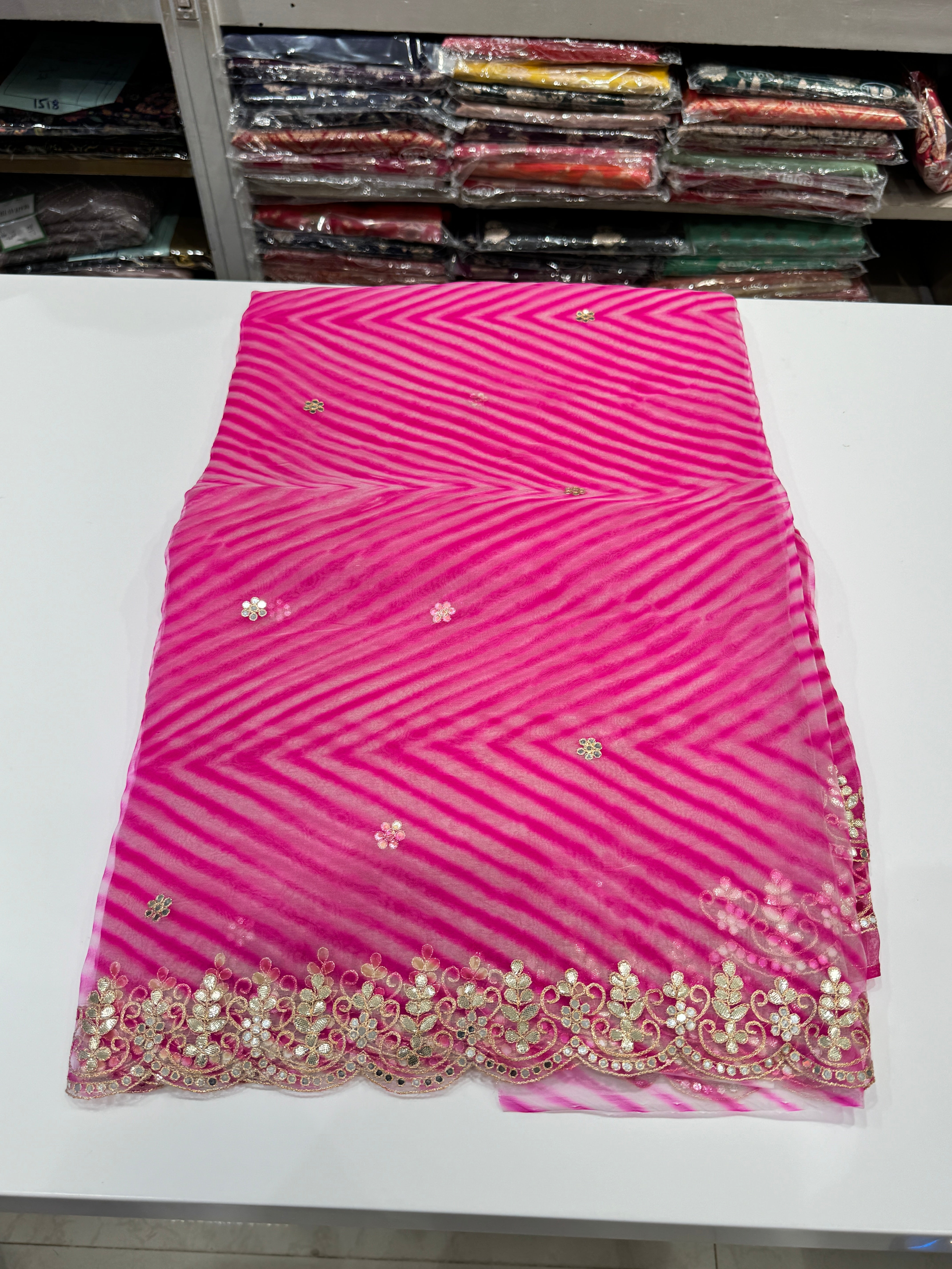 Rani Pink Leheriya Saree