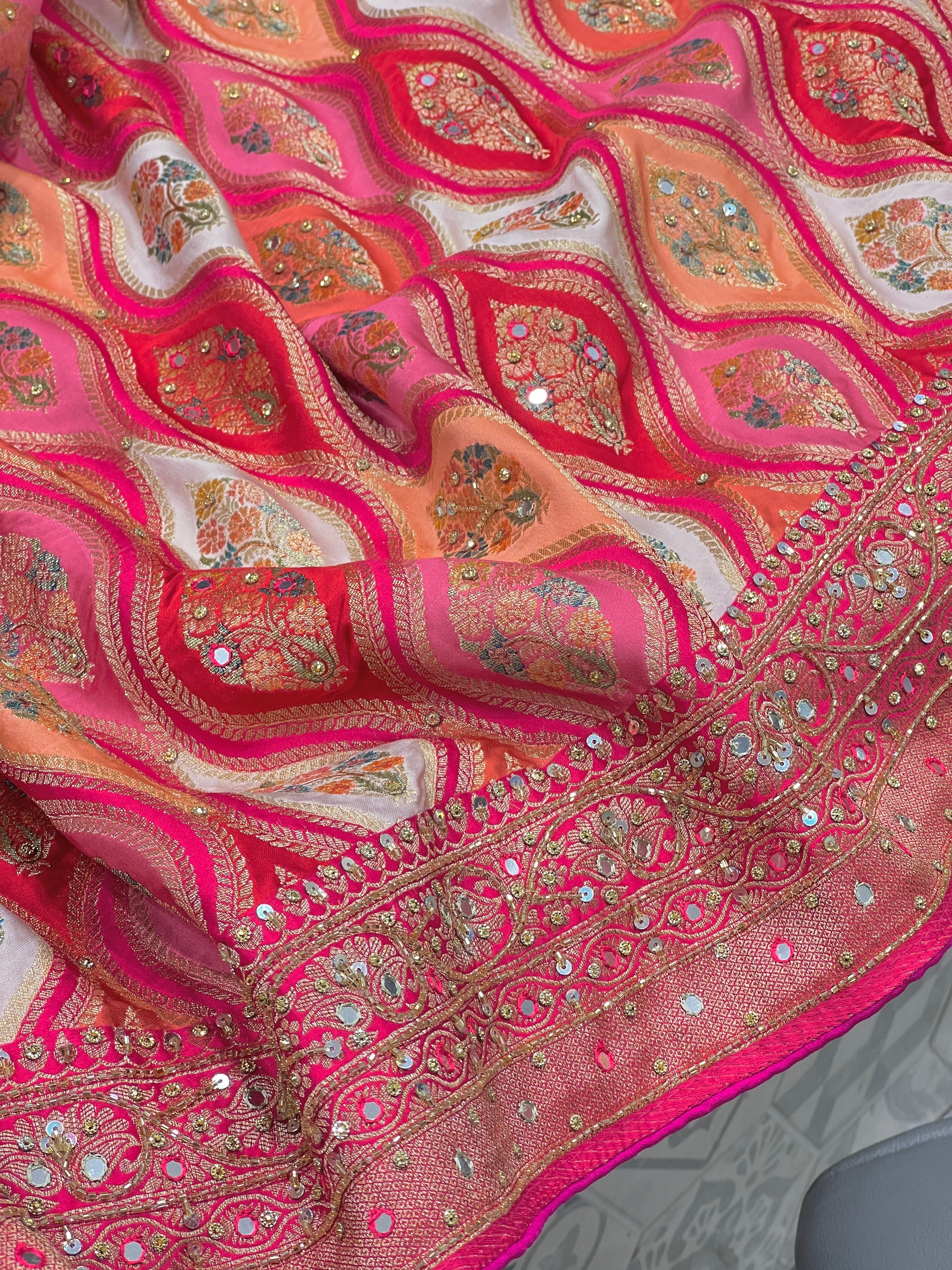 Rangkat Modal Satin Hand Embroidery Saree