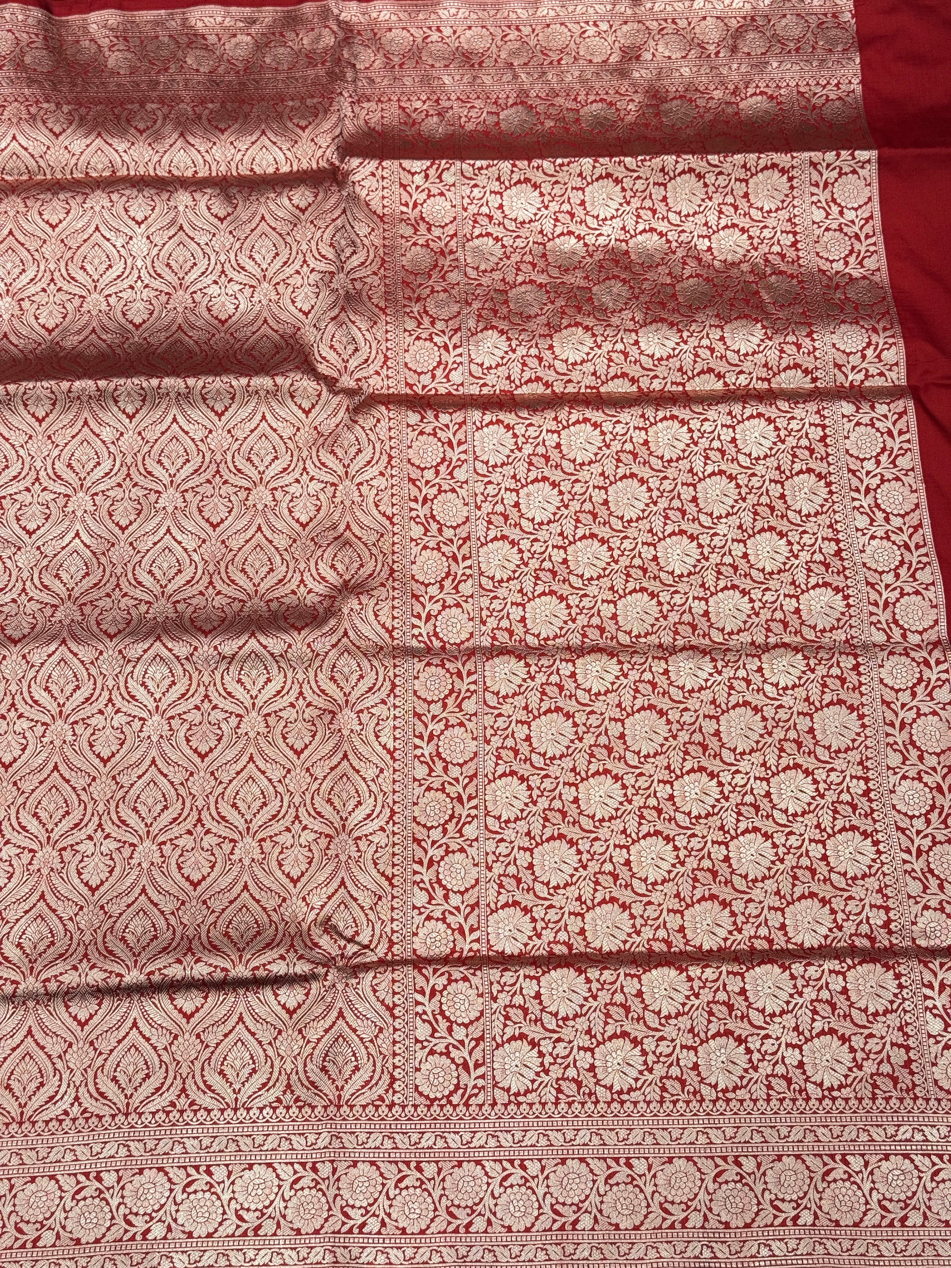 Red Brocade Handloom Banarasi Katan Silk Saree
