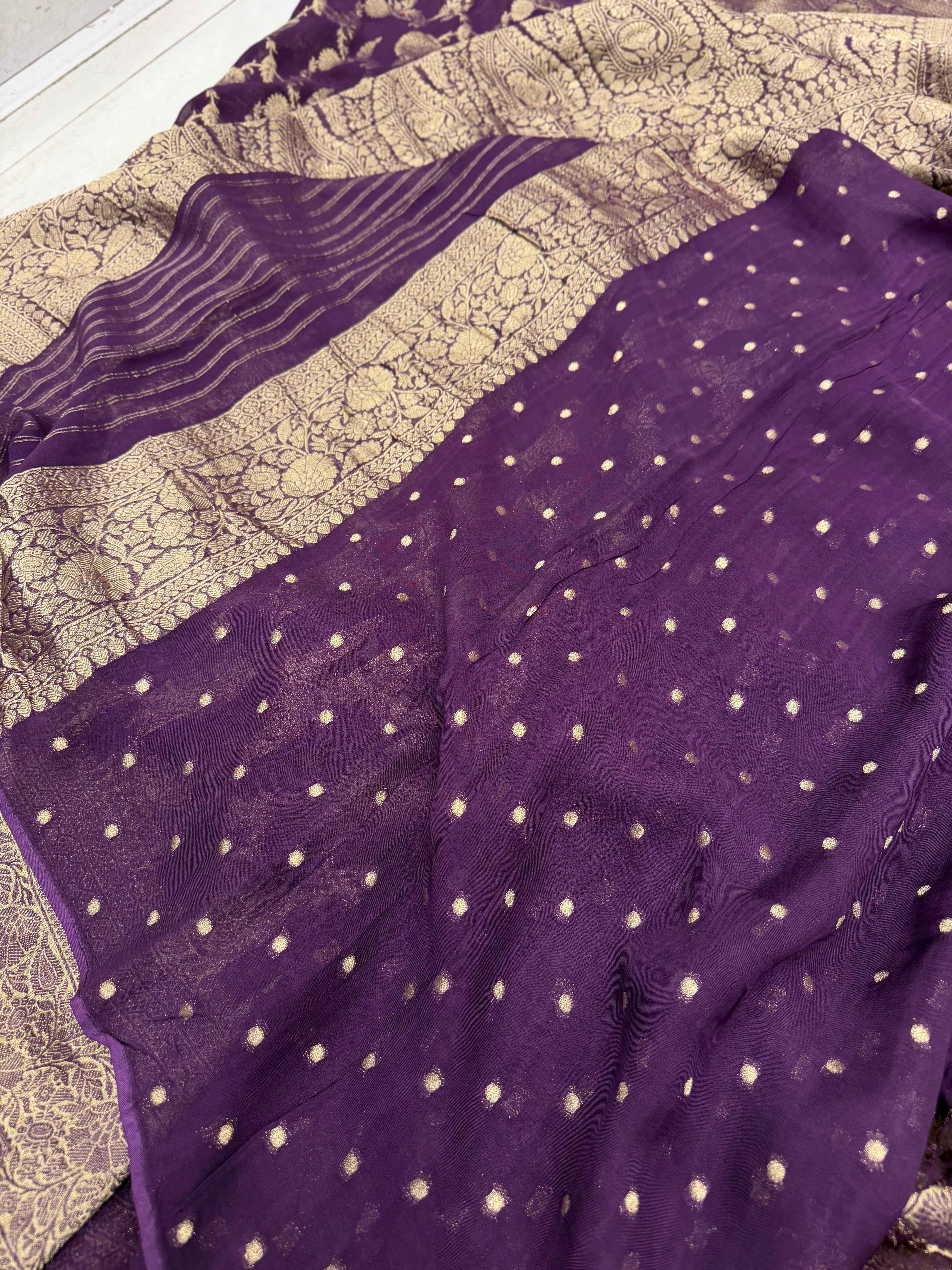 Wine Jaal Banarasi Khaddi Georgette Saree