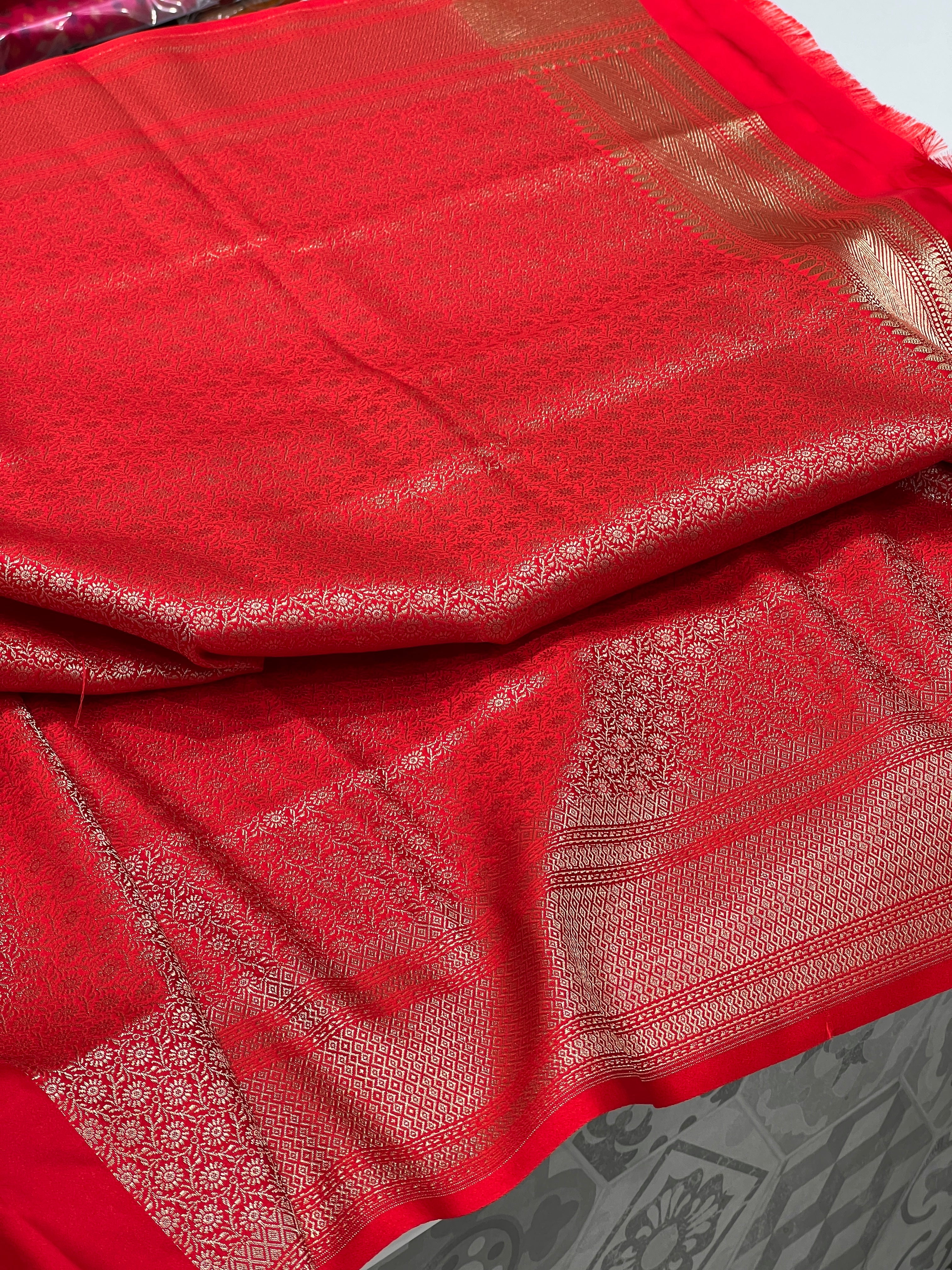 Red Banarasi Small Chand Butti Saree