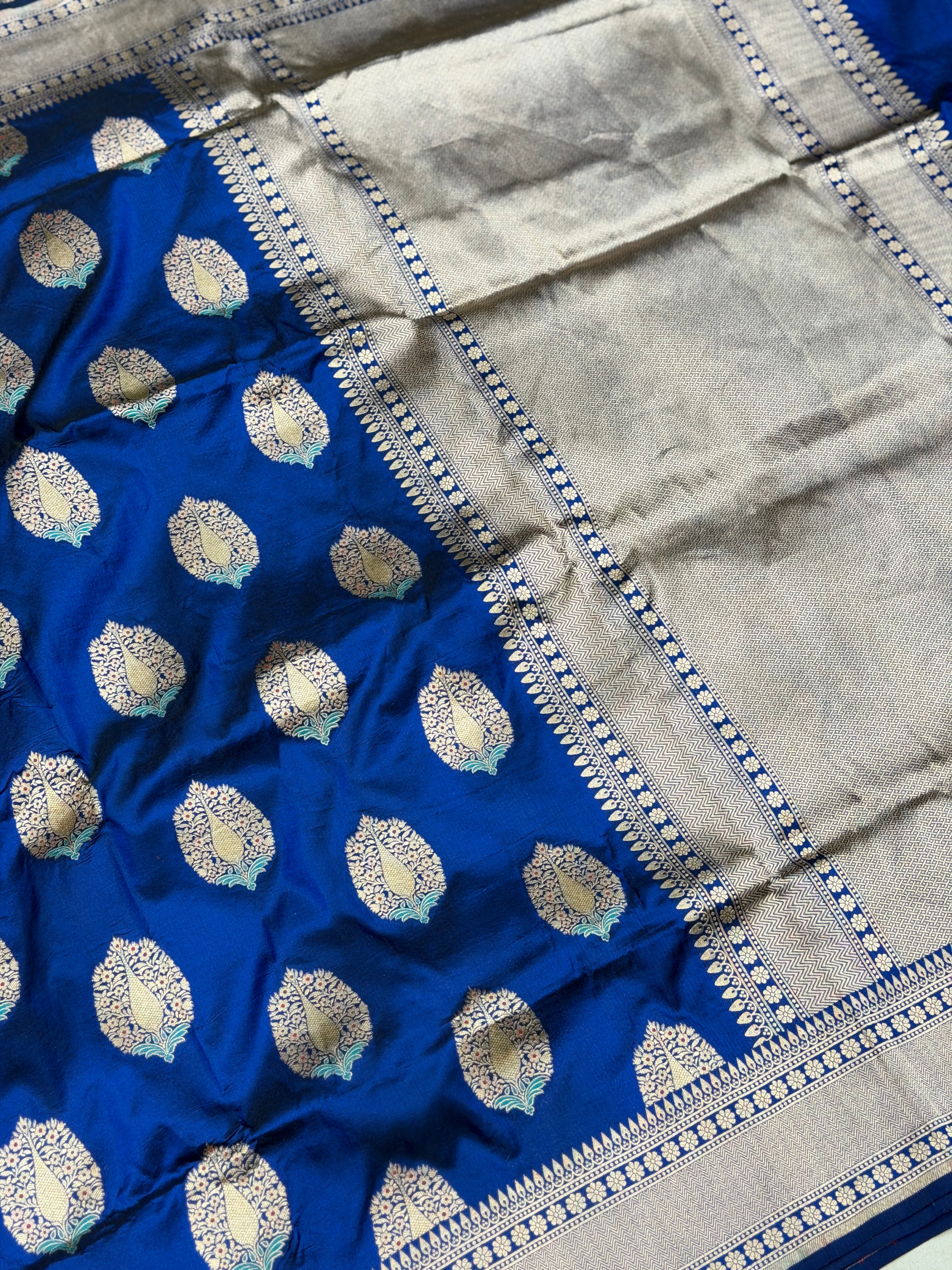 Blue Nita Ambani Inspired Handloom Banarasi Katan Silk Saree