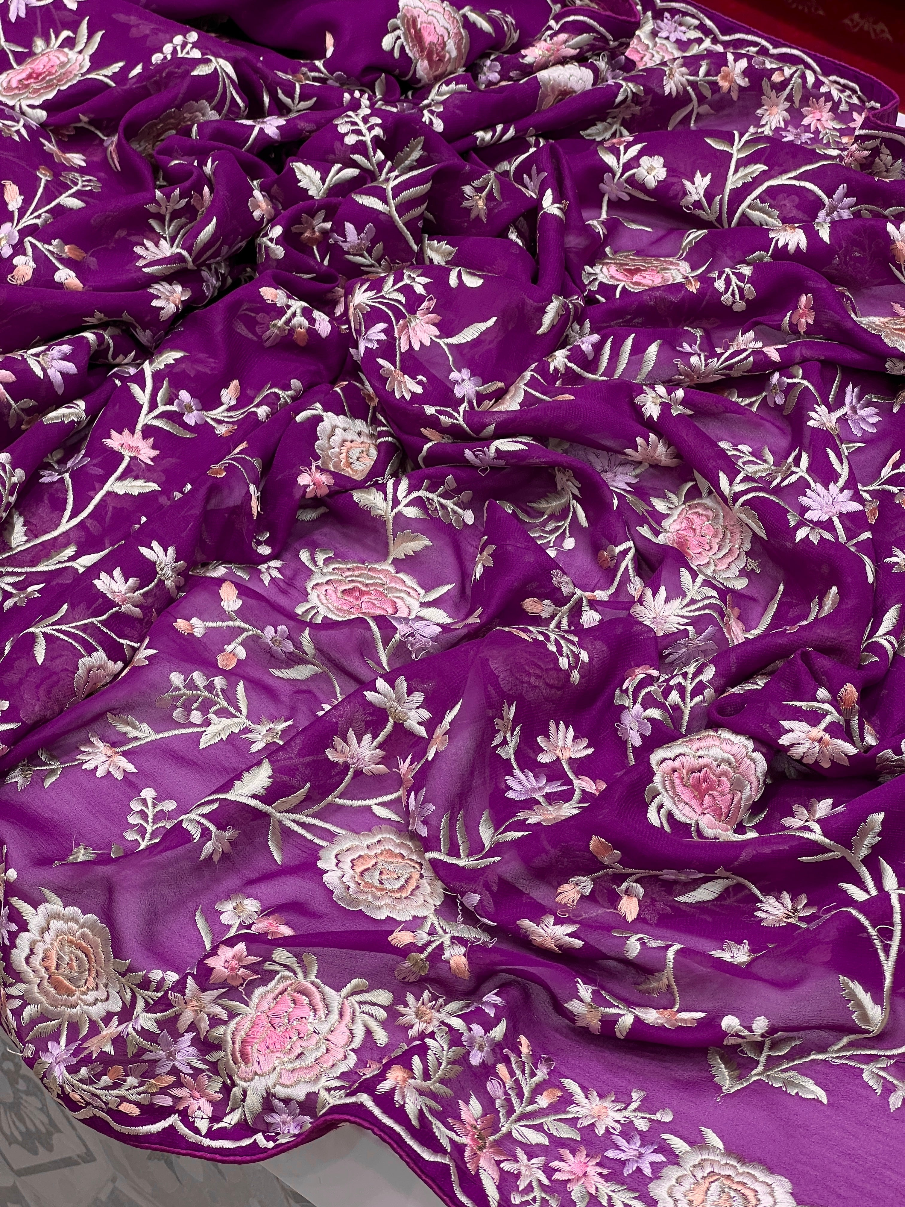 Purple Chikankari Jaal Saree