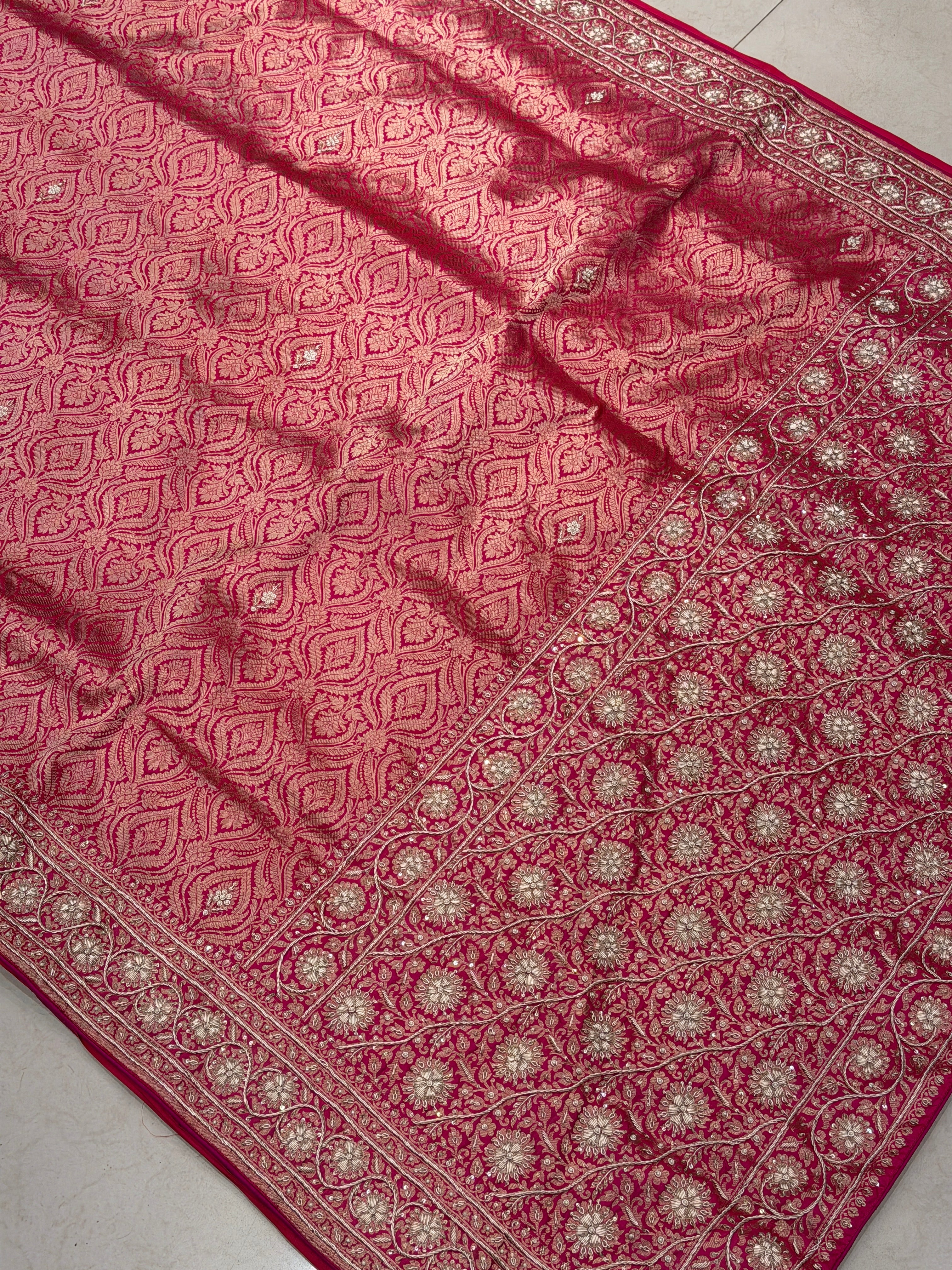 Jhanvi Kapoor Raw Mango Inspired Handloom Banarasi Katan Silk Zardosi Hand Embroidery Saree
