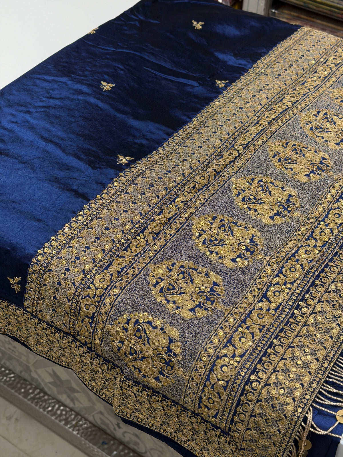 Blue Pure Silk Sabyasachi Inspired Marodi Embroidery Saree