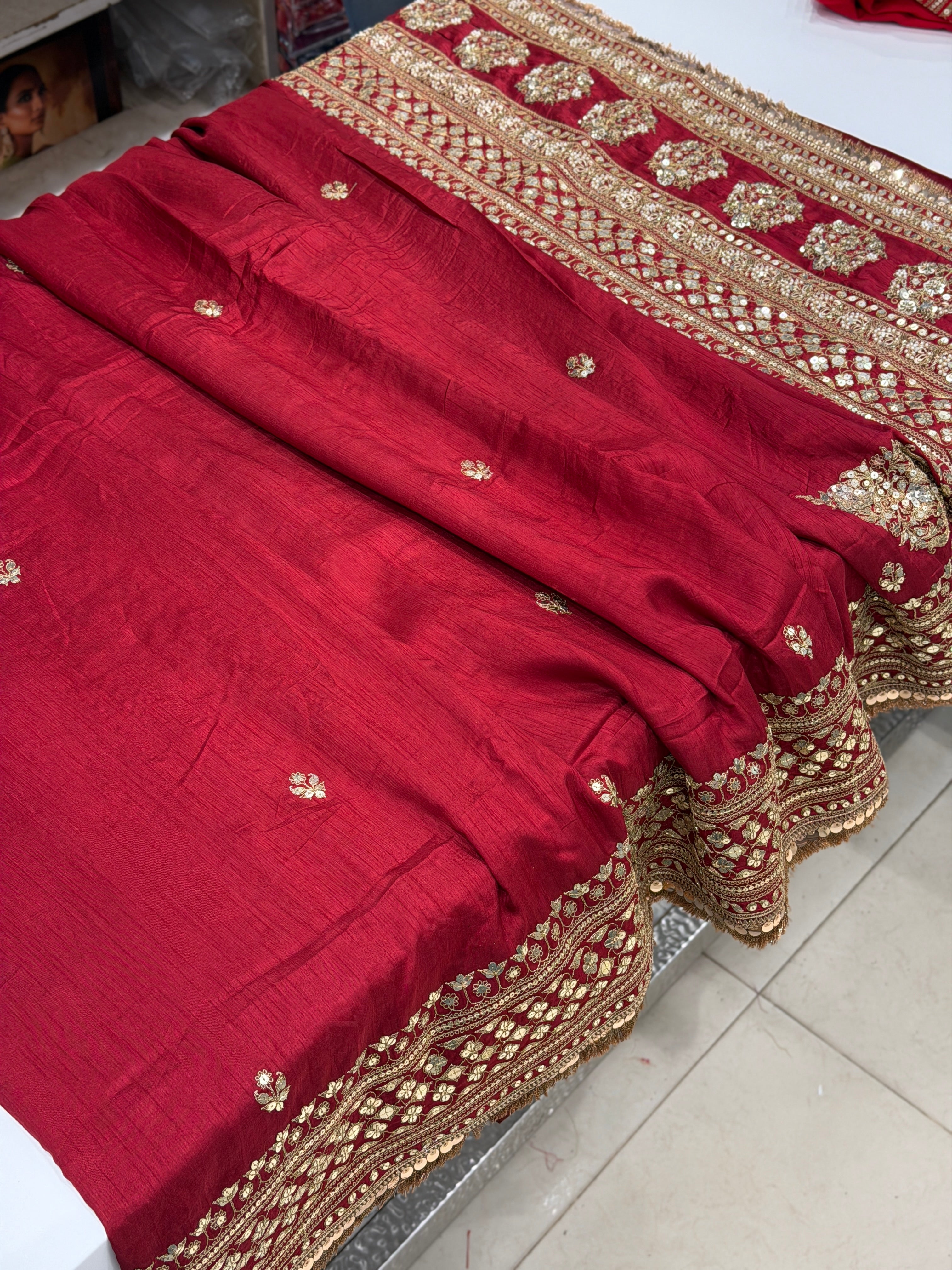 Maroon Marodi Embroidery Sabyasachi Inspired Pure Silk Butti Saree