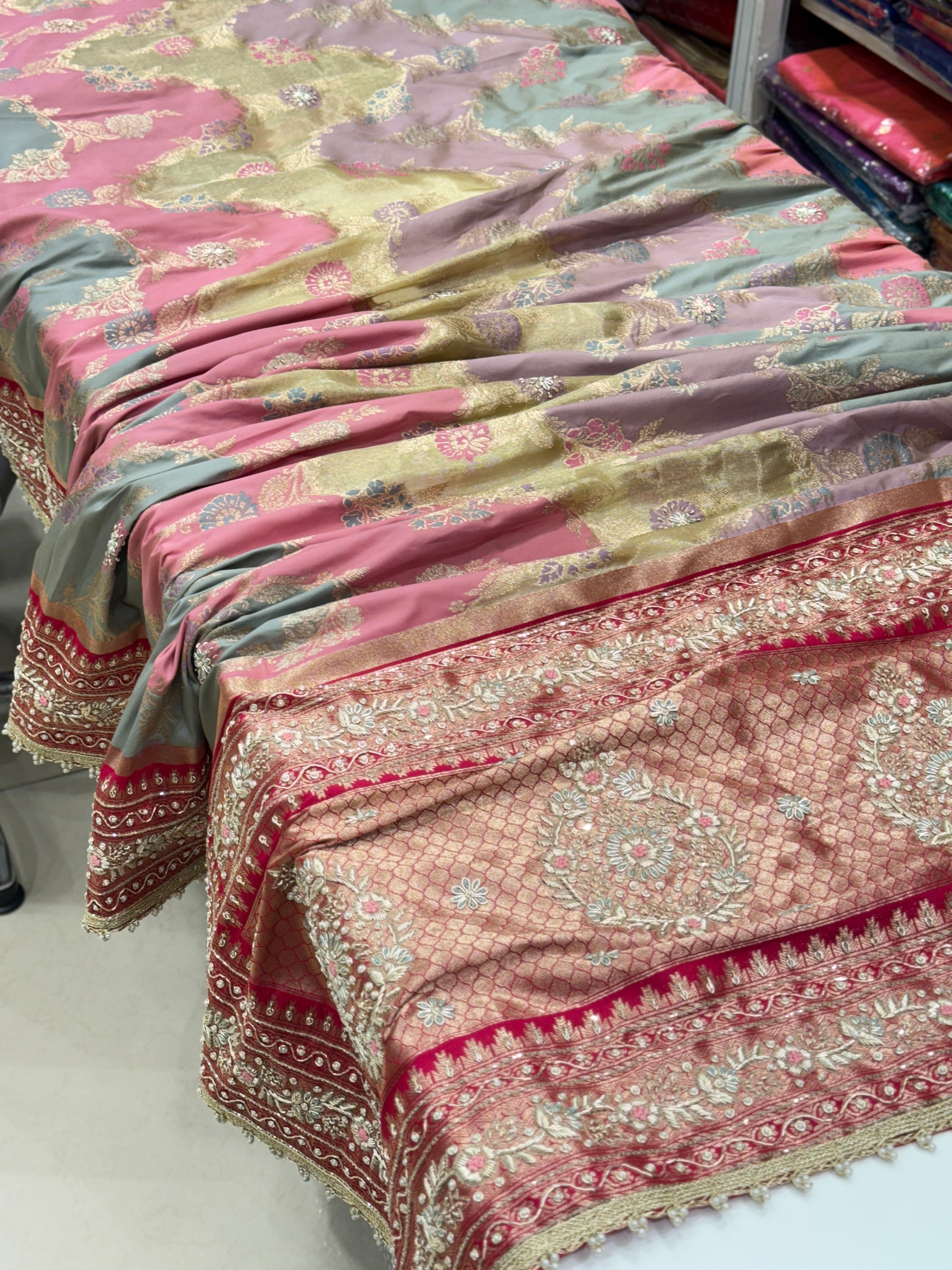 Banarasi Rangkat Tissue Weaved Zardosi Embroidery Saree
