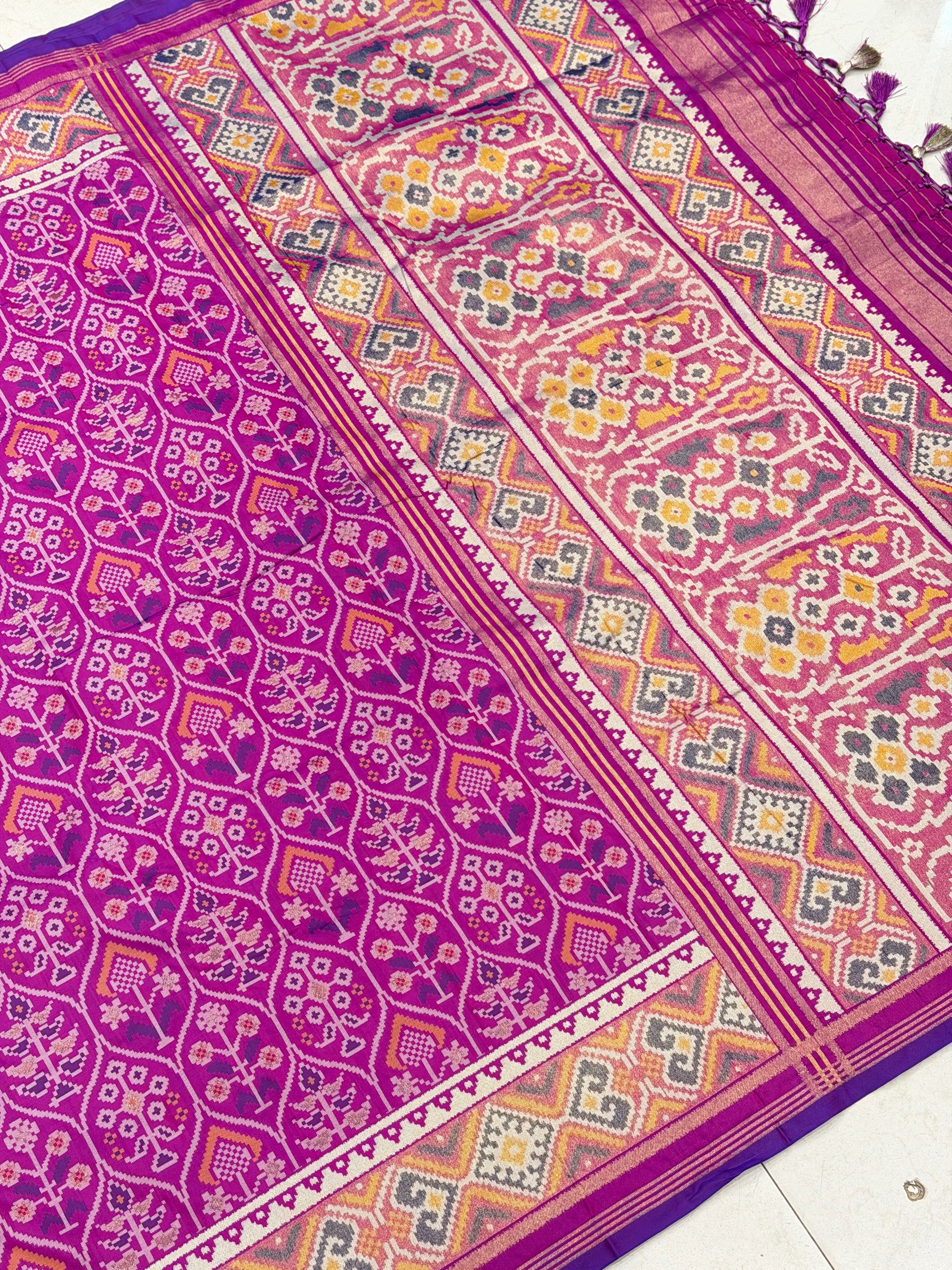 Violet Crown Jaal Semi Silk Patan Patola Saree