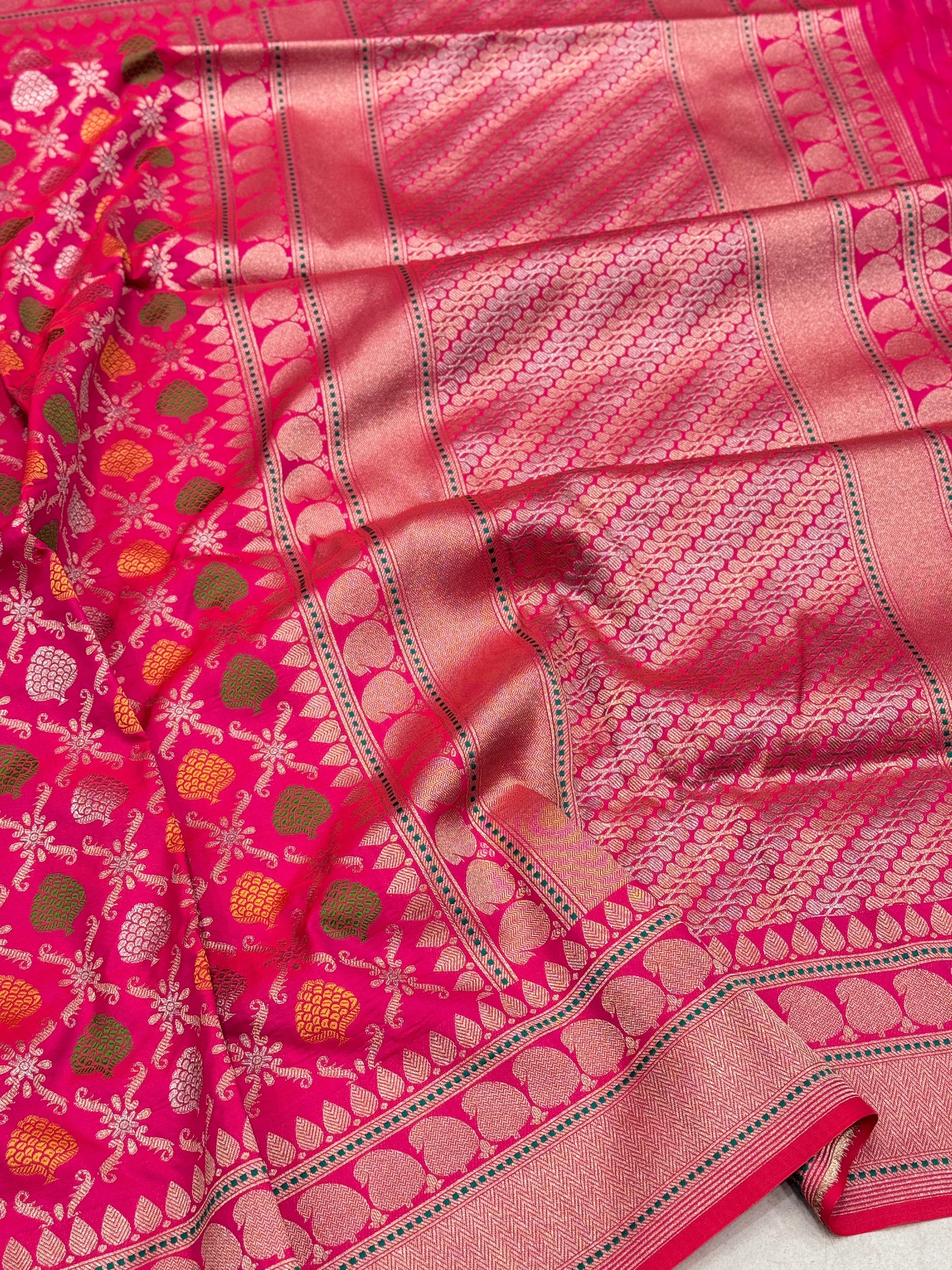 Rani Pine Butta Banarasi Silk Saree