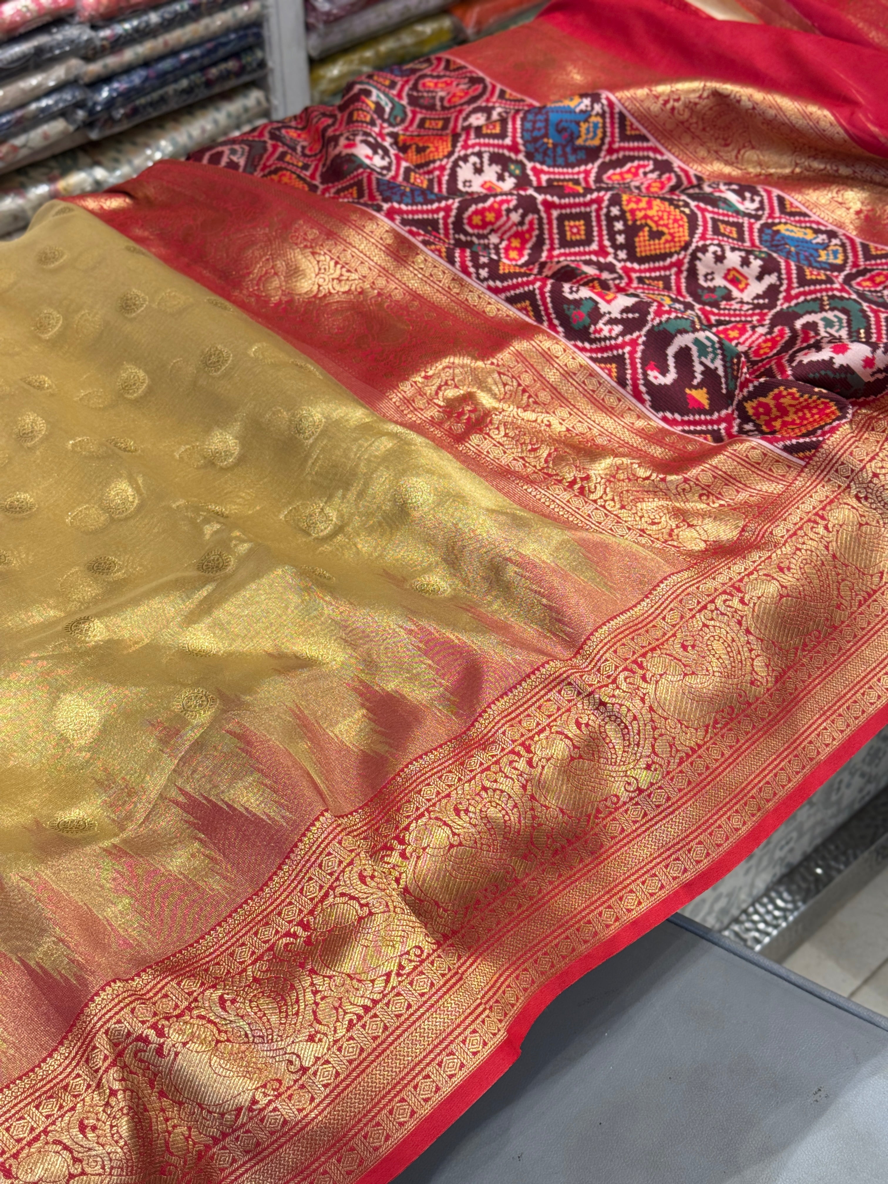 Golden Tissue Patola Saree