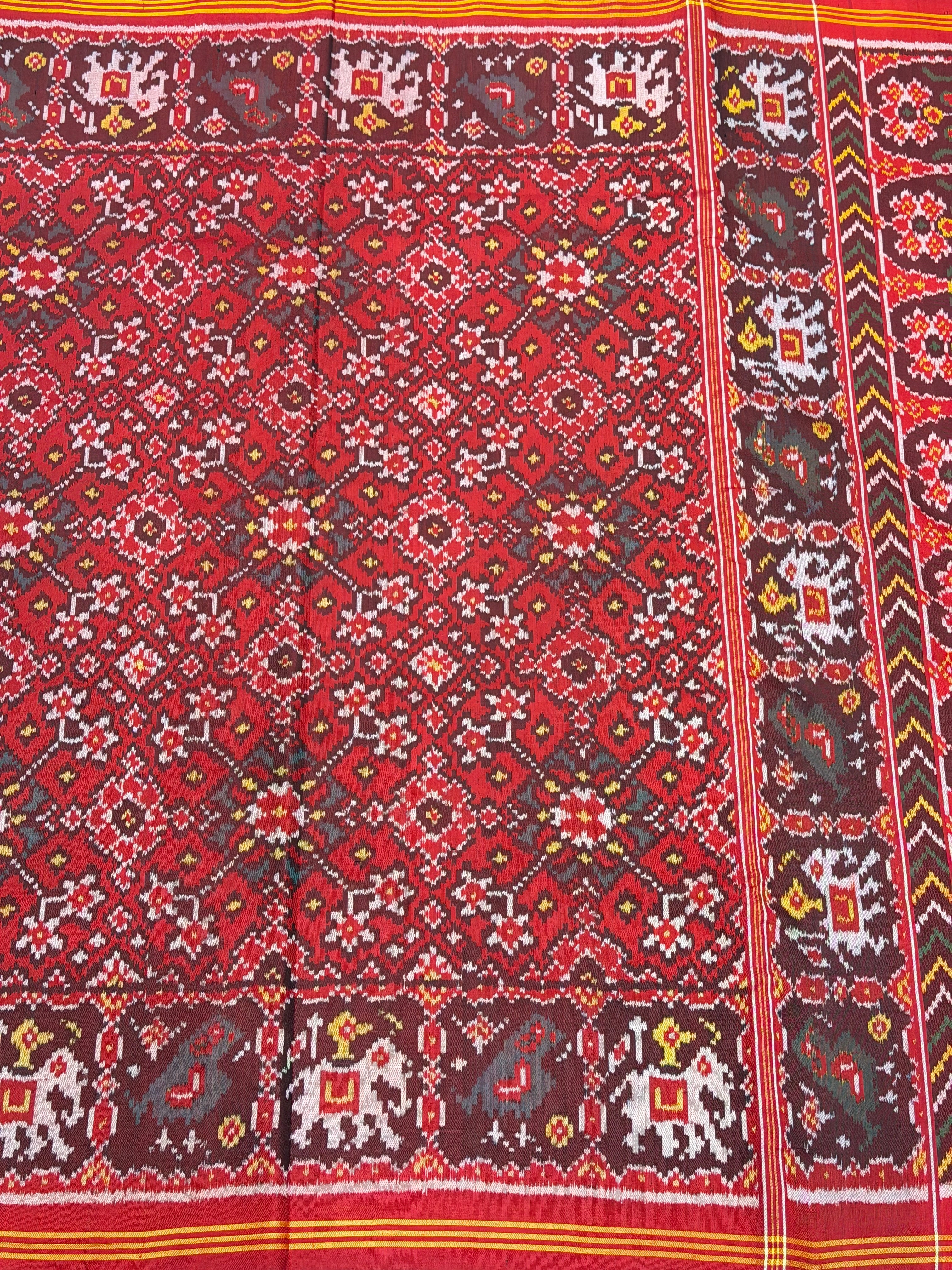 Red Navratna Patan Patola Handloom Pure Silk Saree