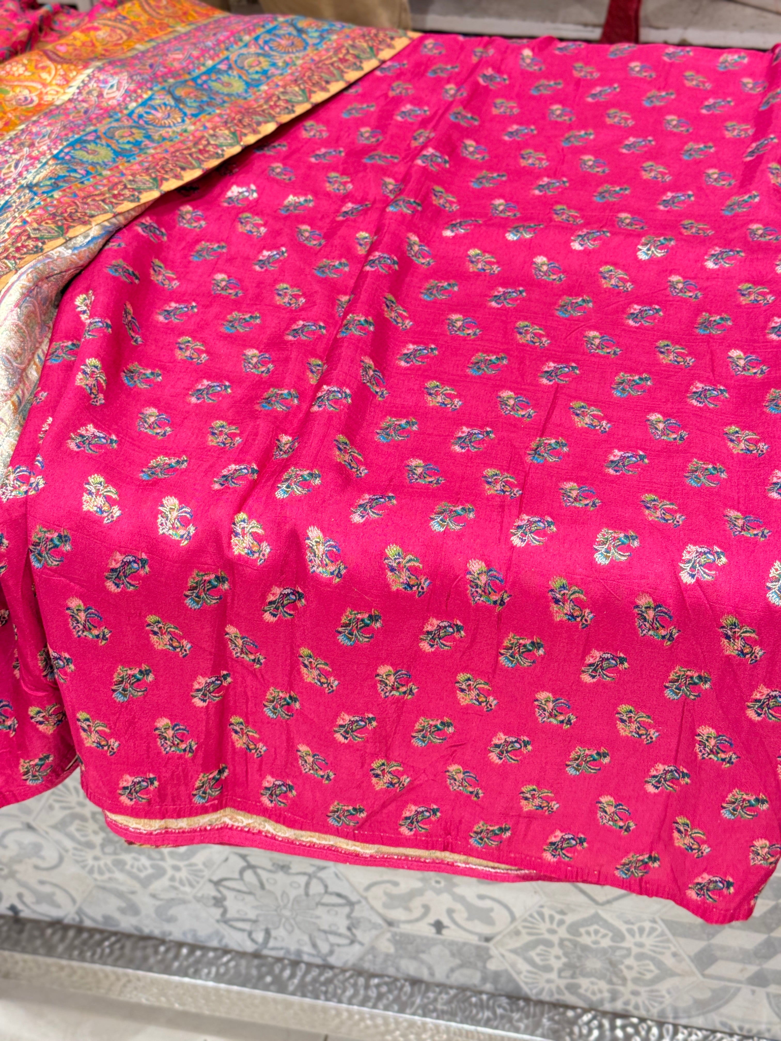 Rani Pashmina Style Floral Silk Saree