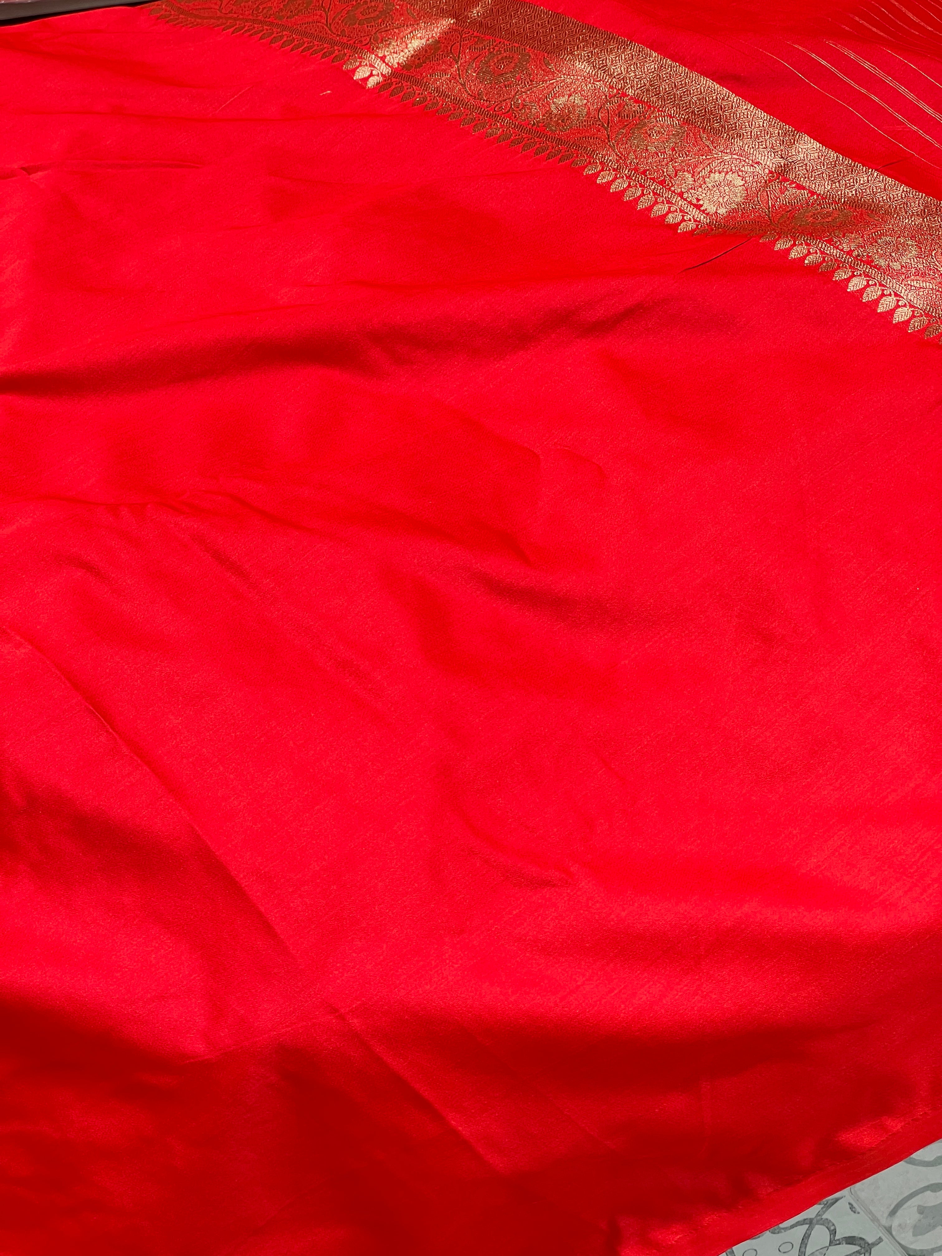 Red Banarasi Silk Small Jaal Saree