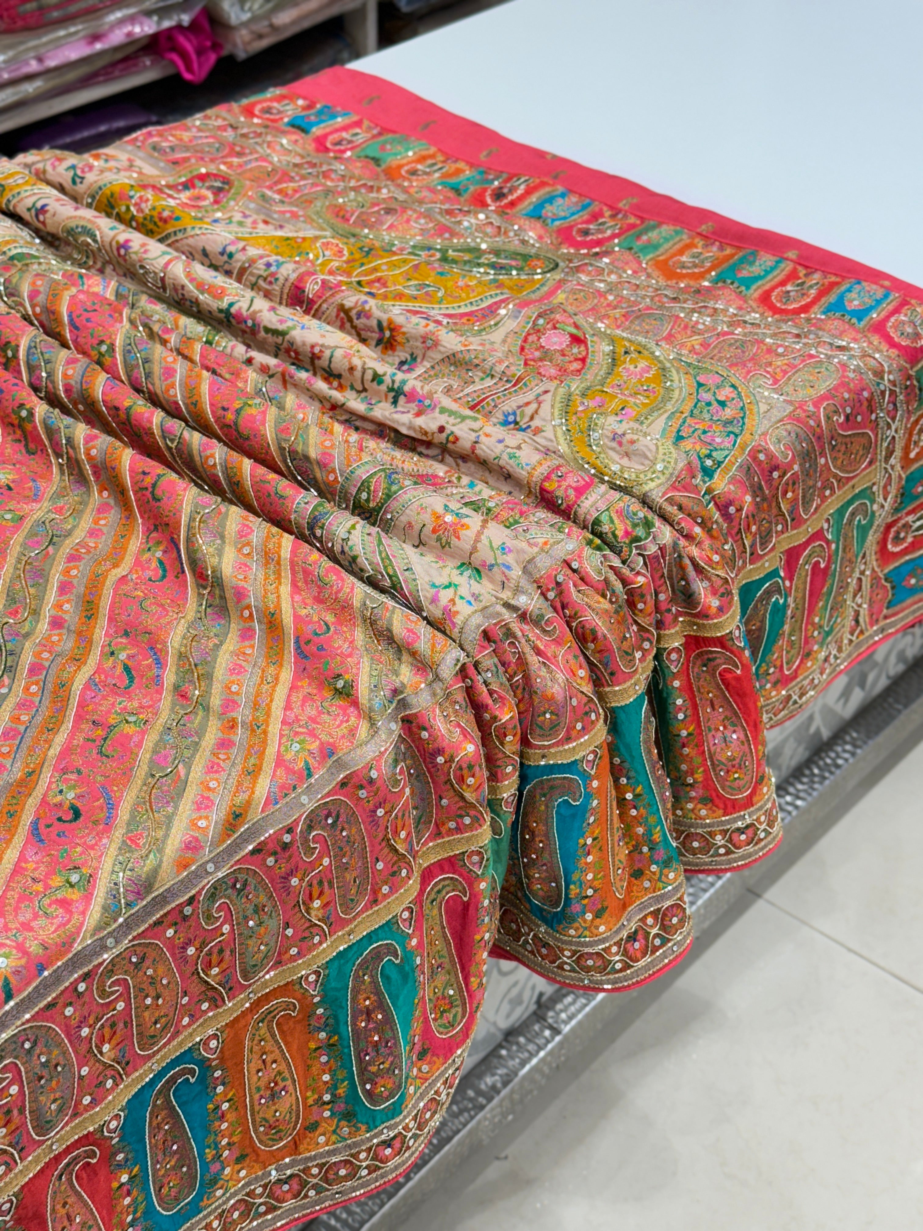 Pashmina Inspired Saree with Hand Embroidery