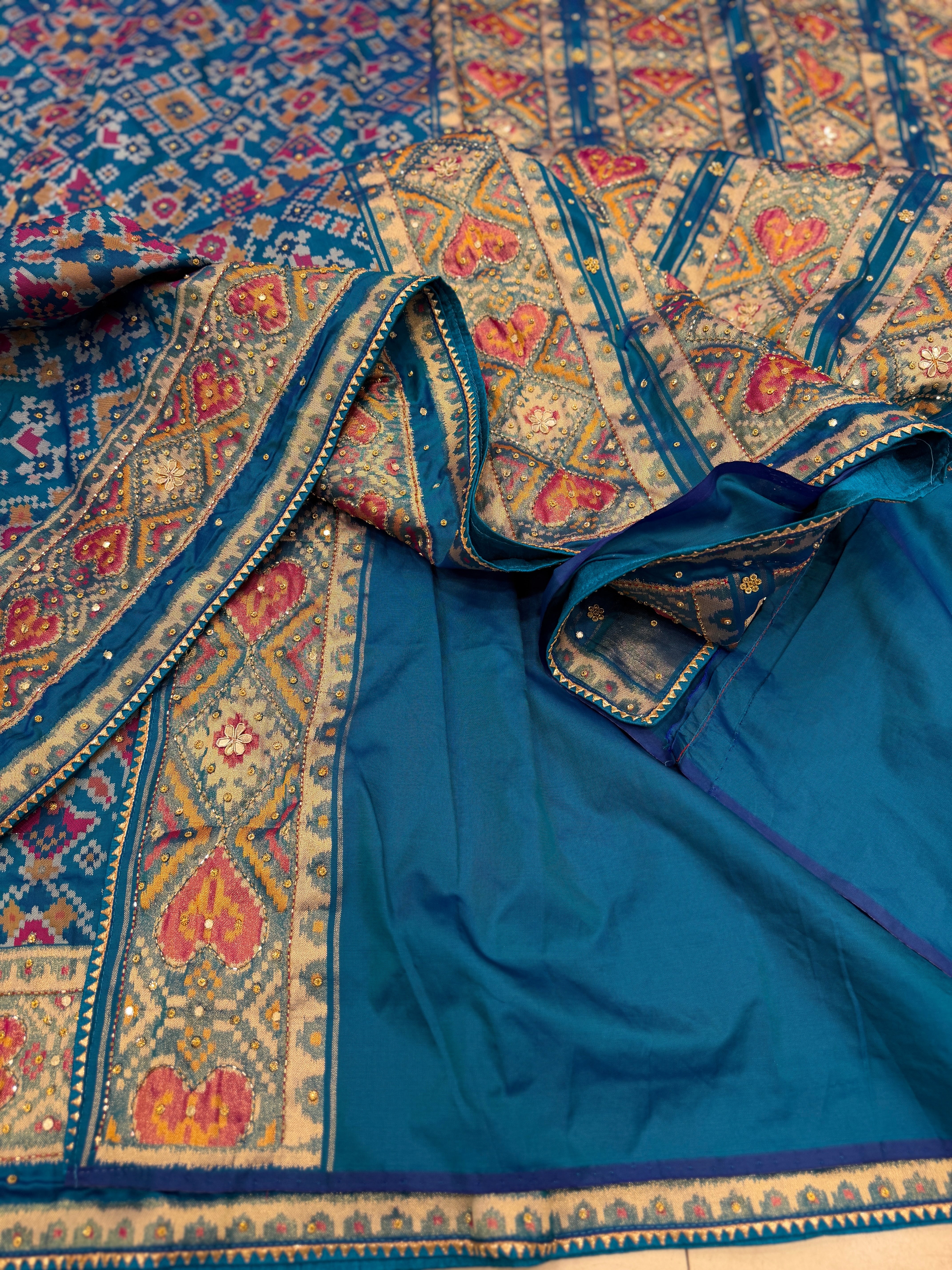 Blue Manek Chowk Hand Embroidery Patola Saree