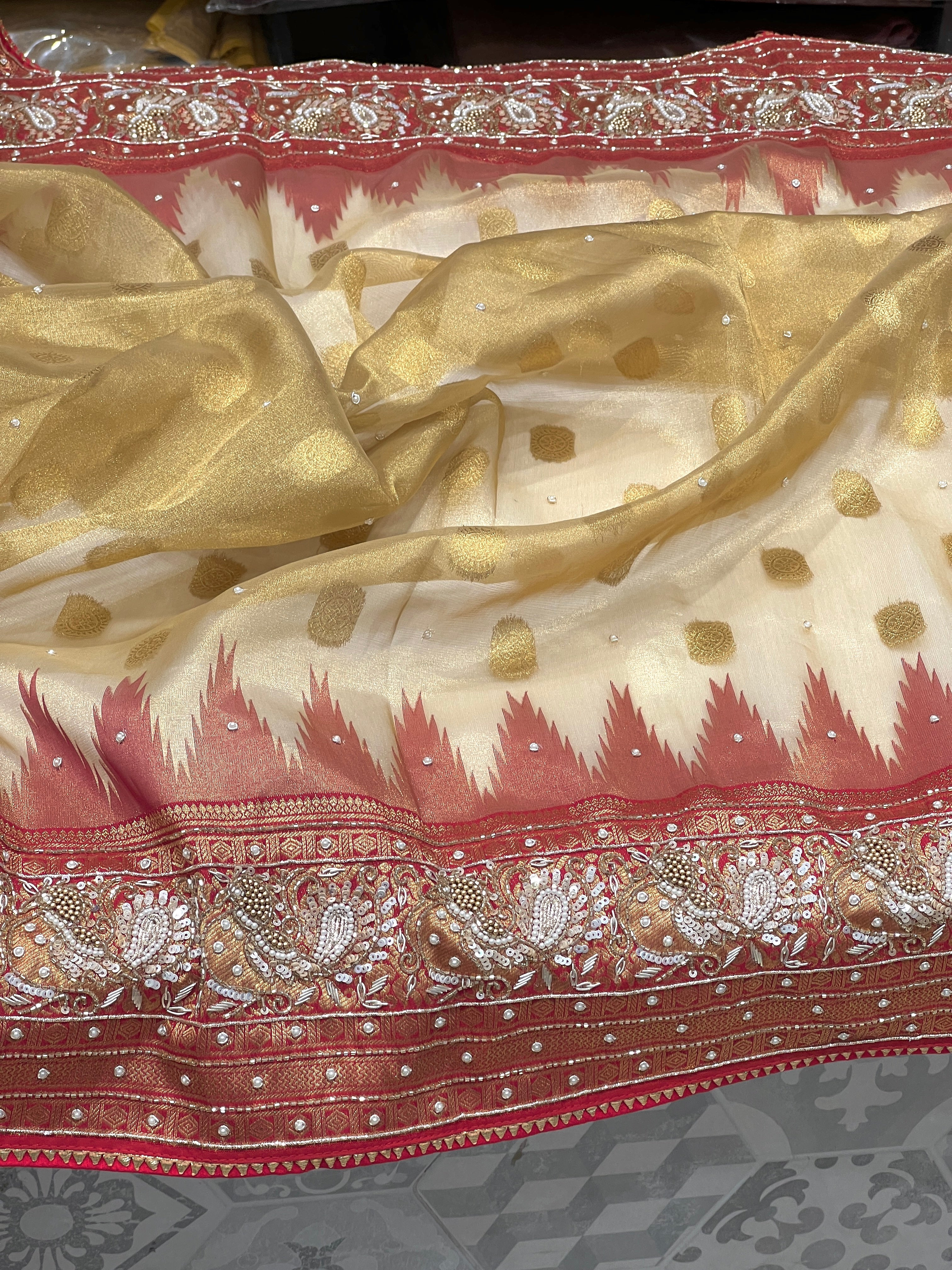 Tissue Patola Hand Embroidery Saree