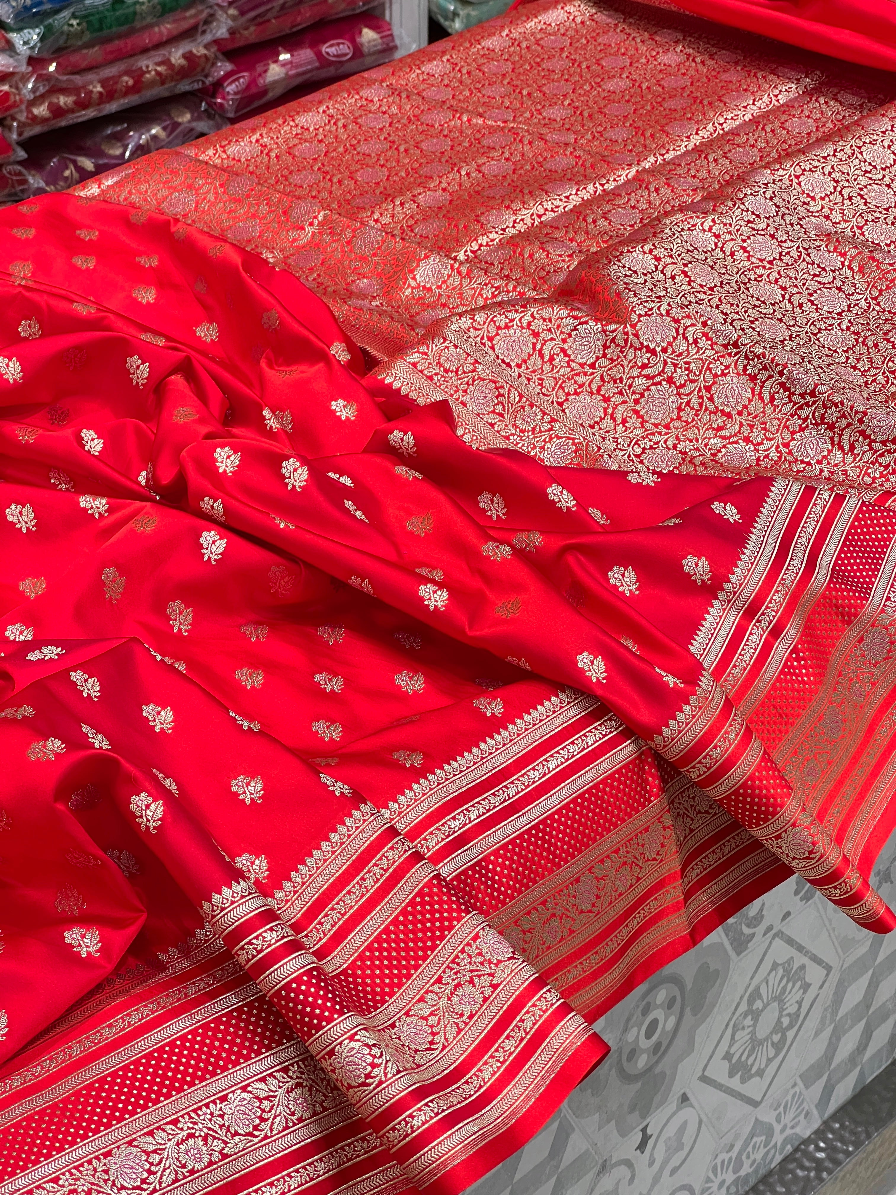 Red Banarasi Silk Butti Saree