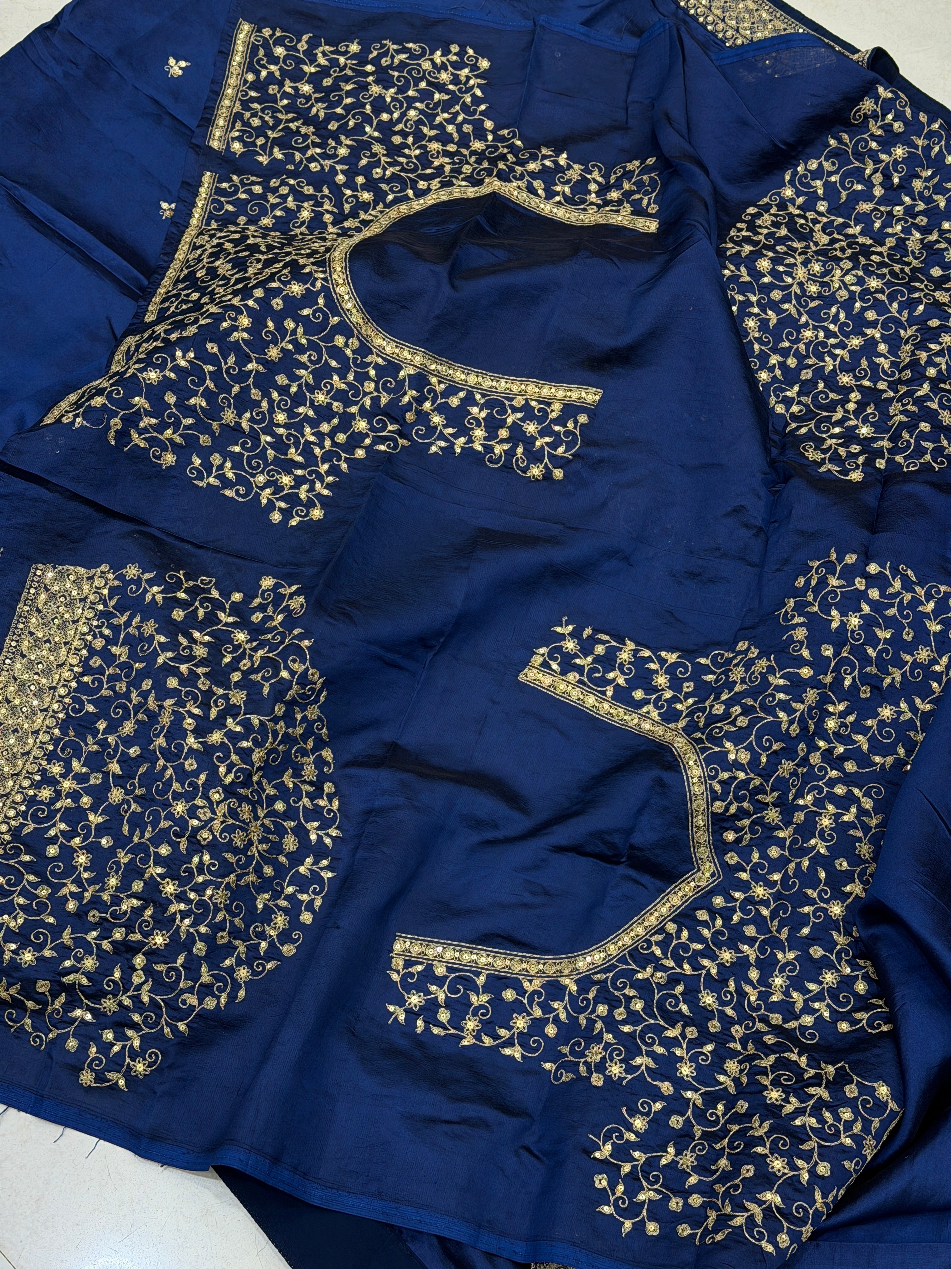 Blue Pure Silk Sabyasachi Inspired Marodi Embroidery Saree