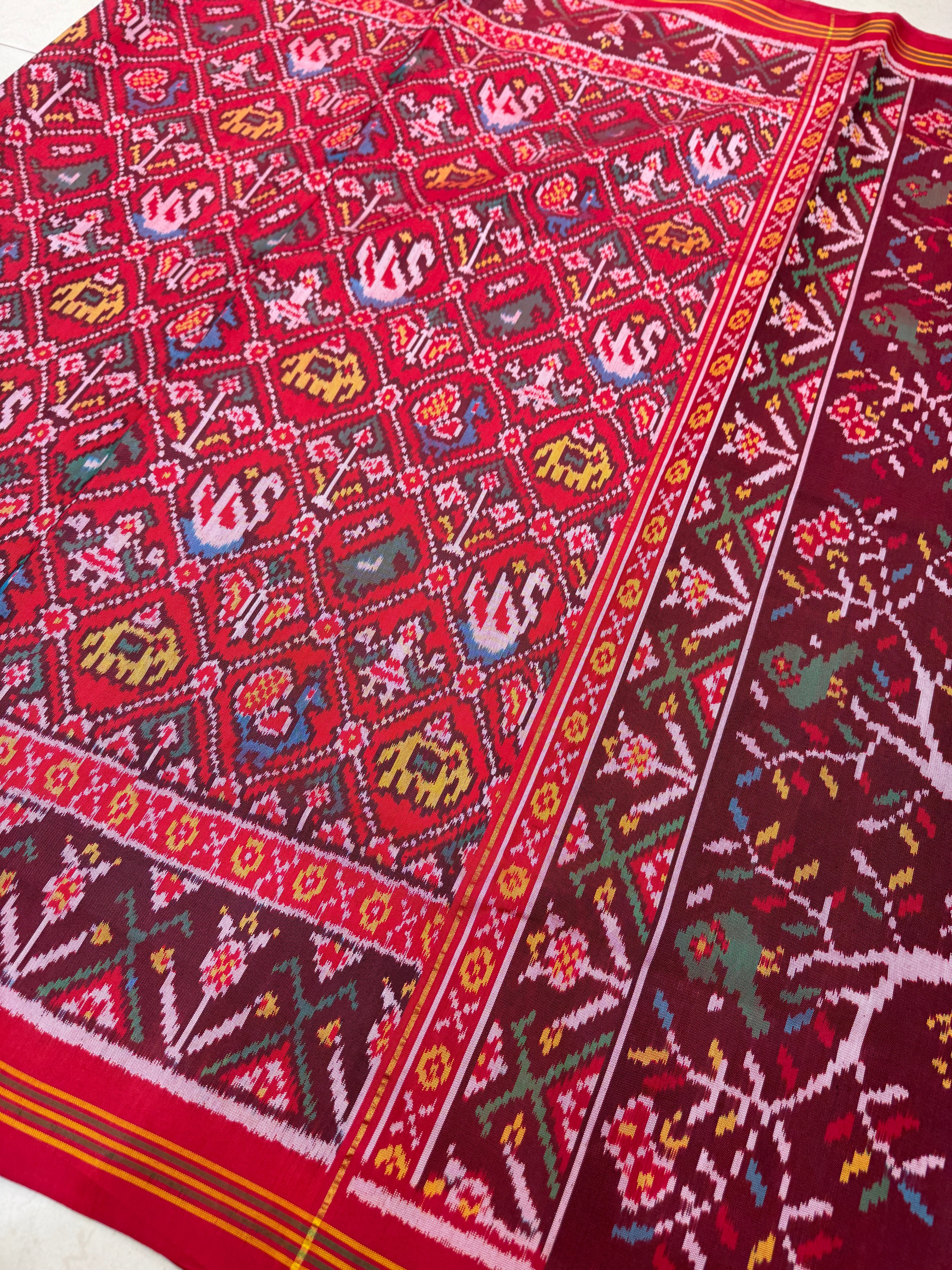 Red Narikunjar Patan Patola Handloom Saree