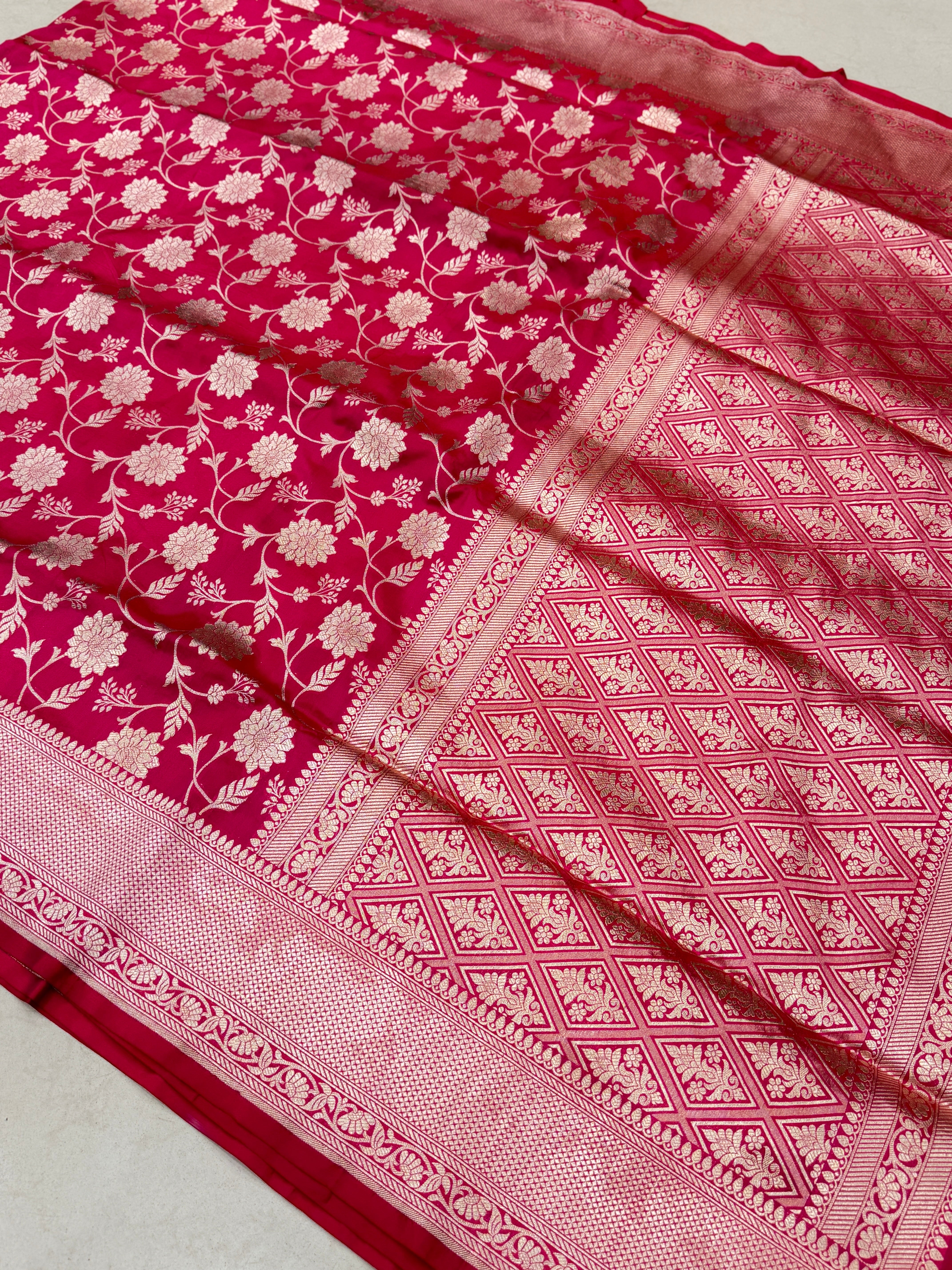 Rani Katan Silk Jaal Banarasi Handloom Saree