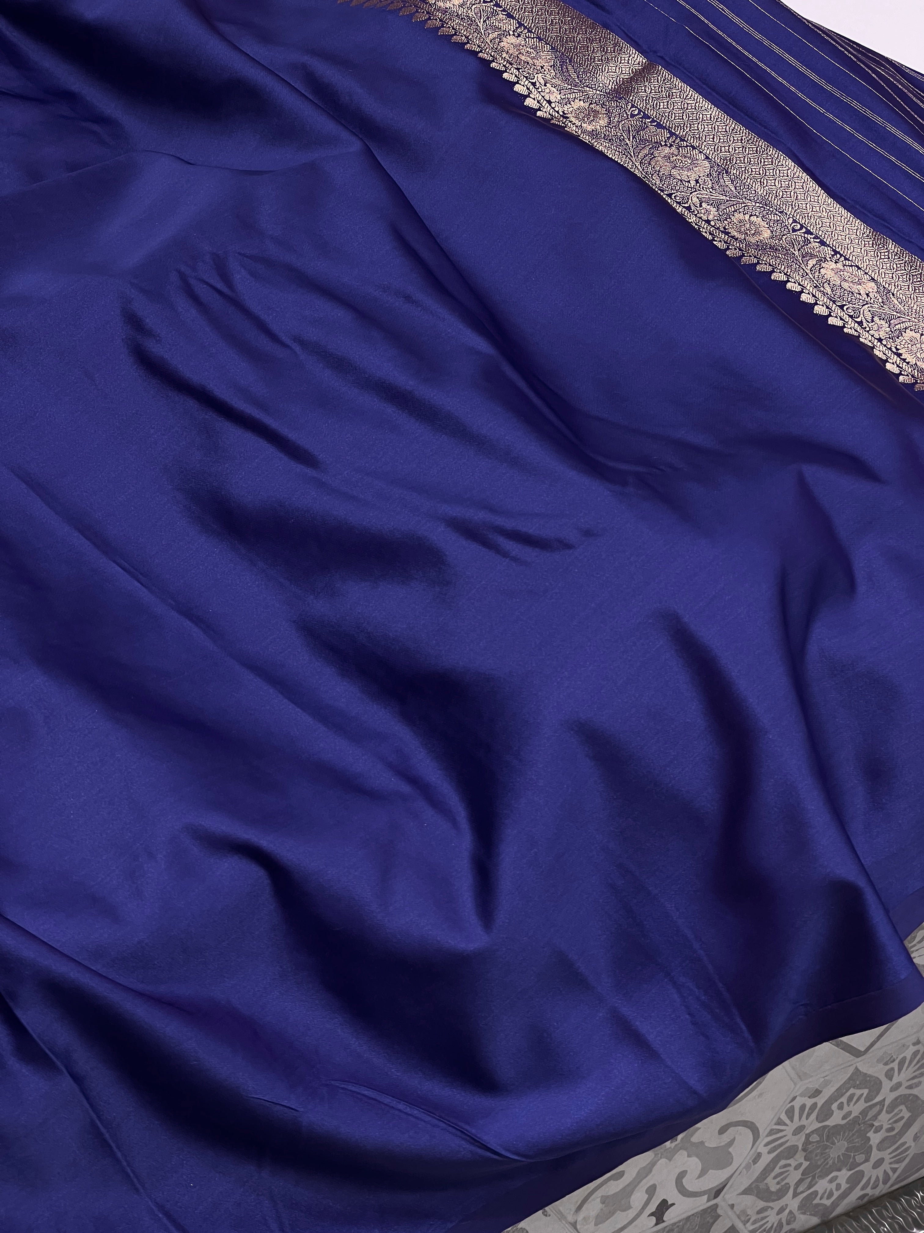 Blue Banarasi Silk Small Jaal Saree