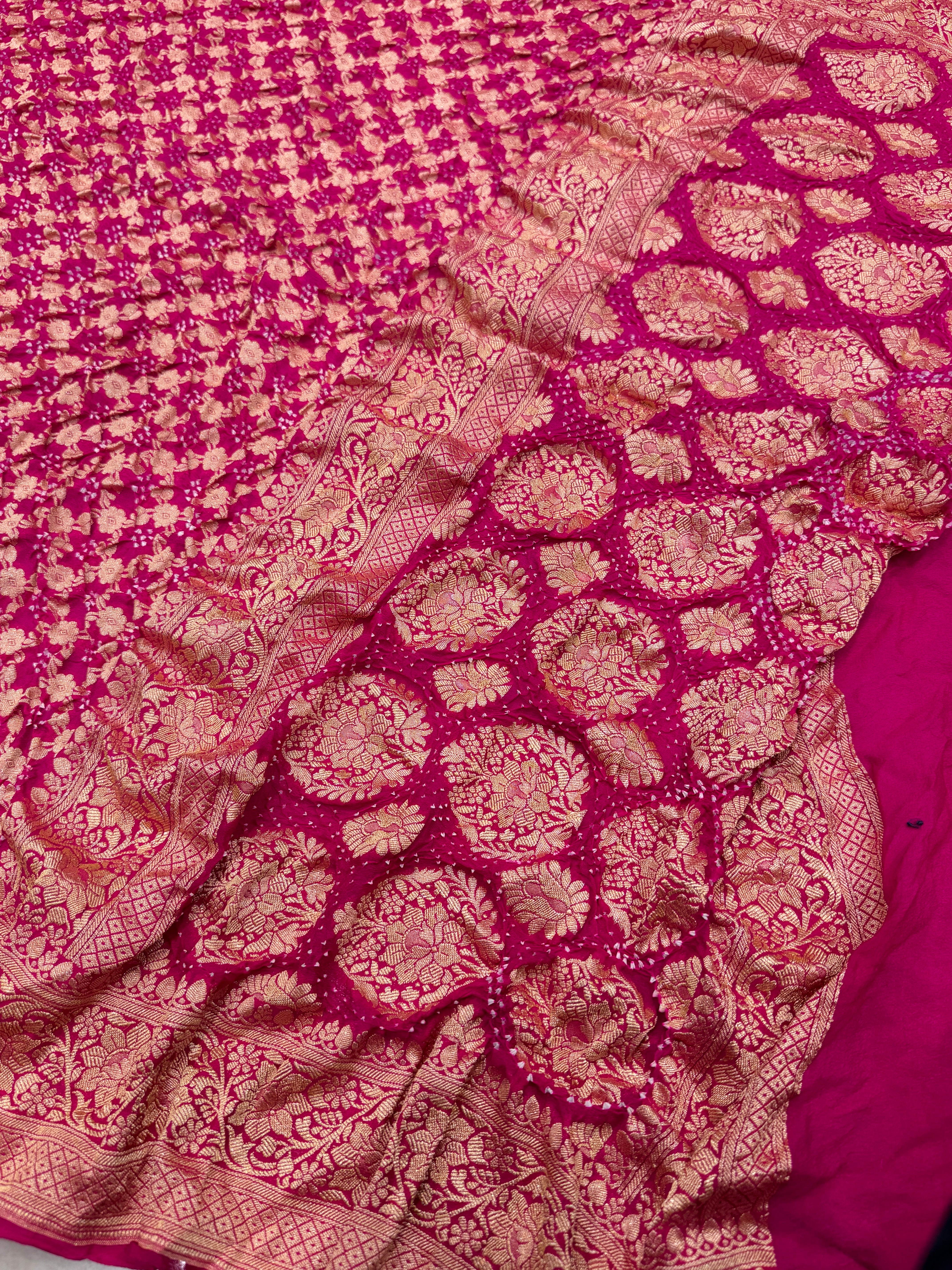 Rani Pink Bandhej Bandhini Saree