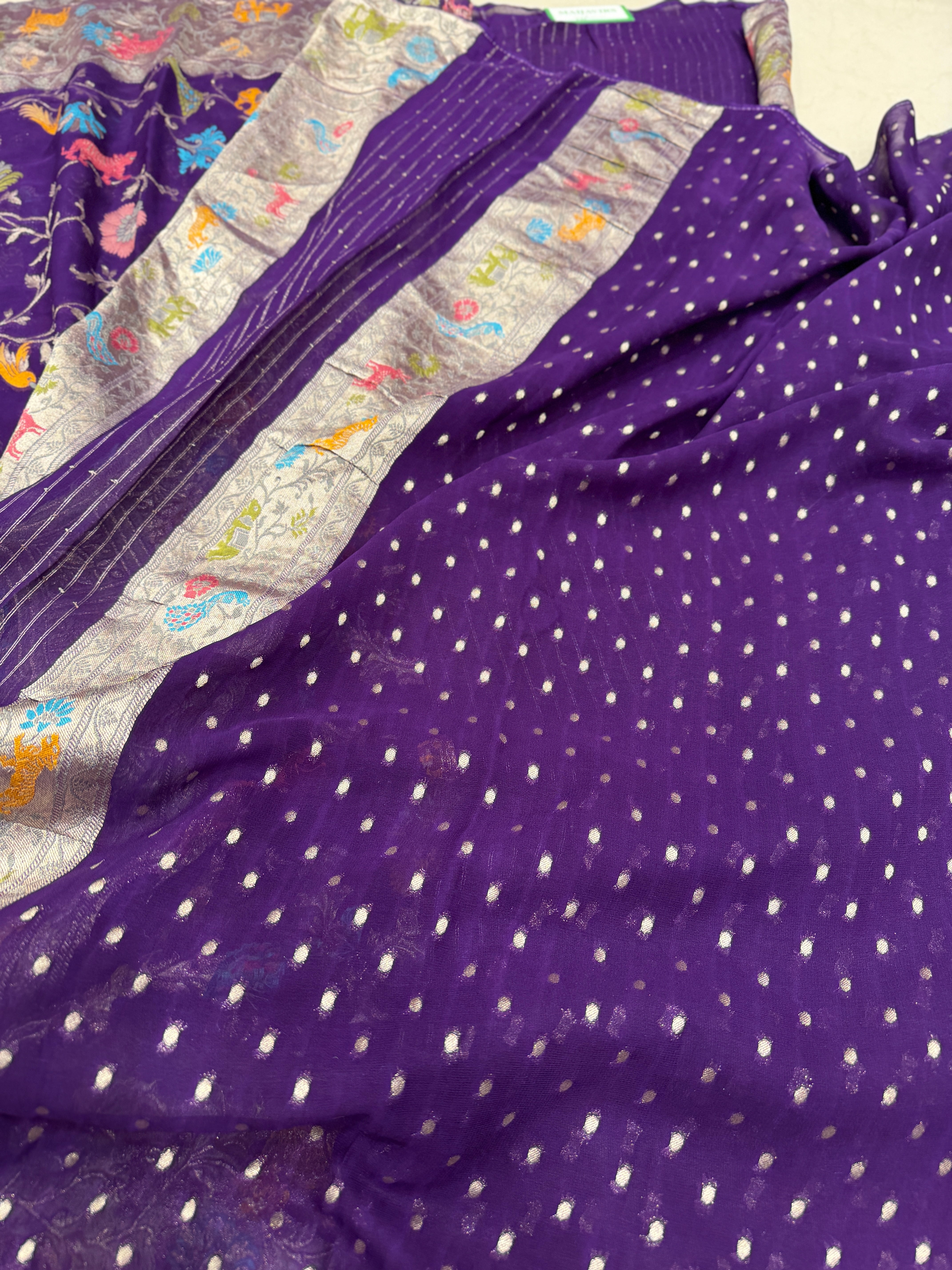 Violet Shikara Banarasi Khaddi Georgette Saree