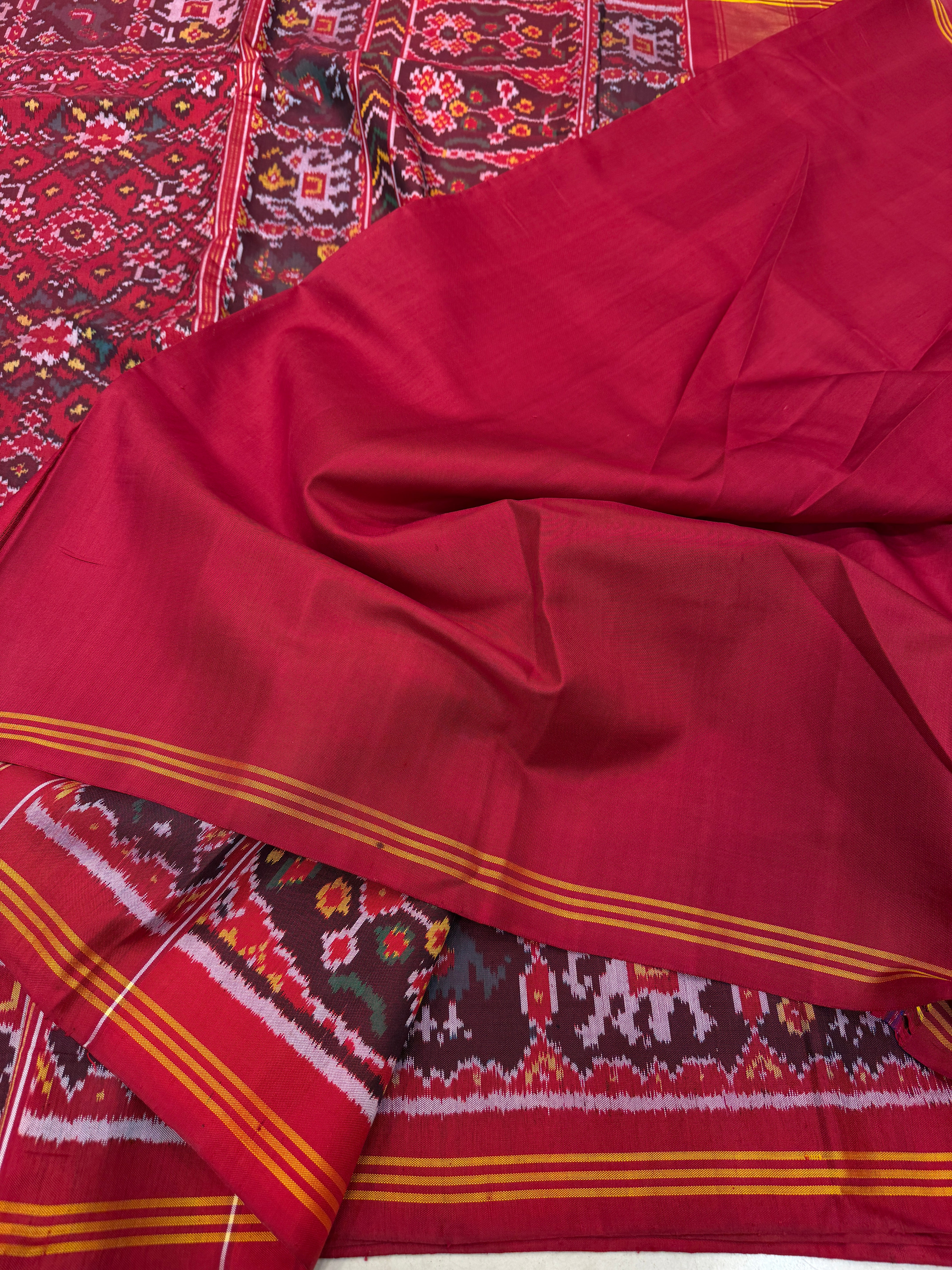 Red Navratna Patan Patola Handloom Pure Silk Saree