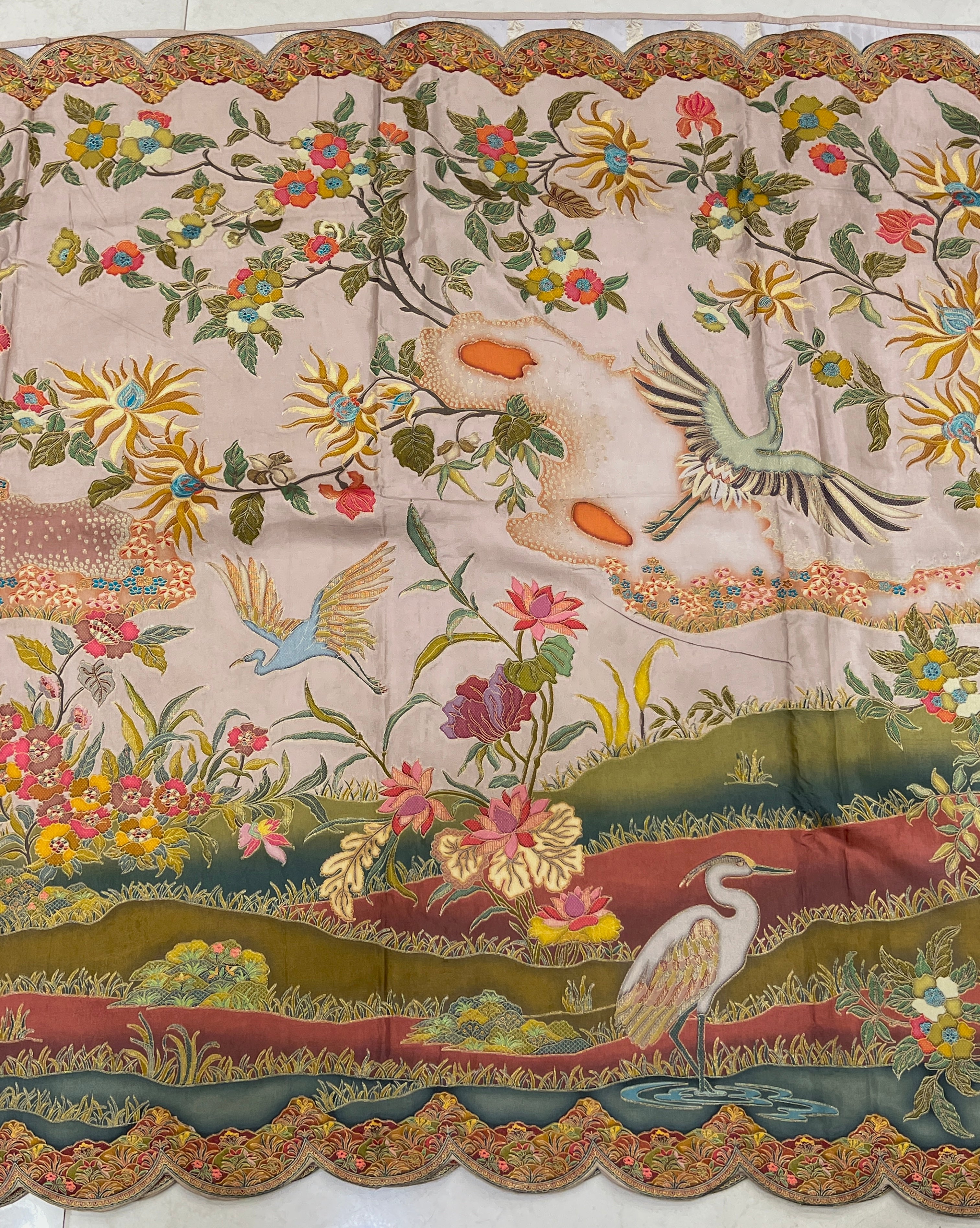 Nude Beige Munga Silk Landscape Saree