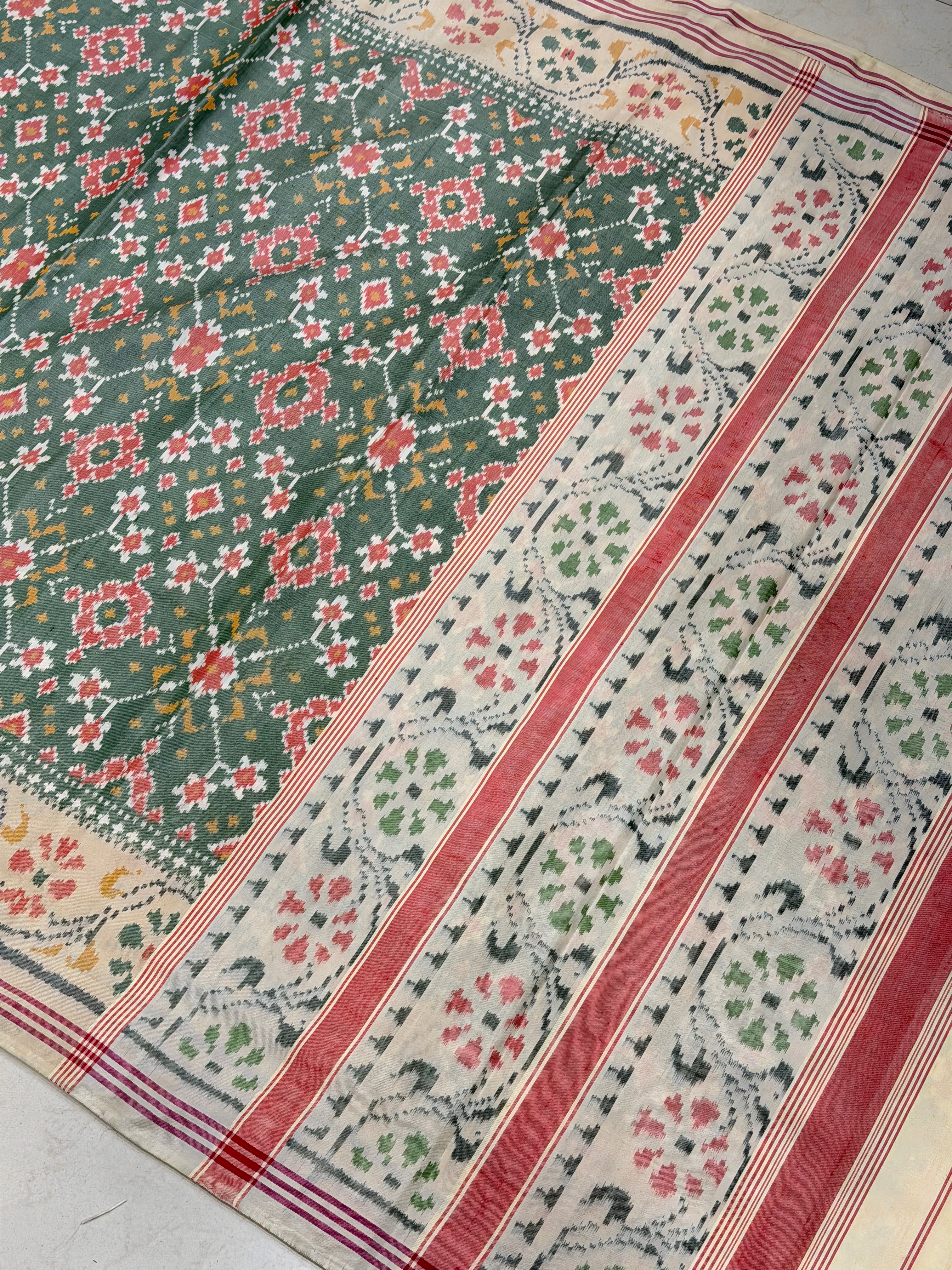 Pastel Green Navratna Patan Patola Handloom Saree