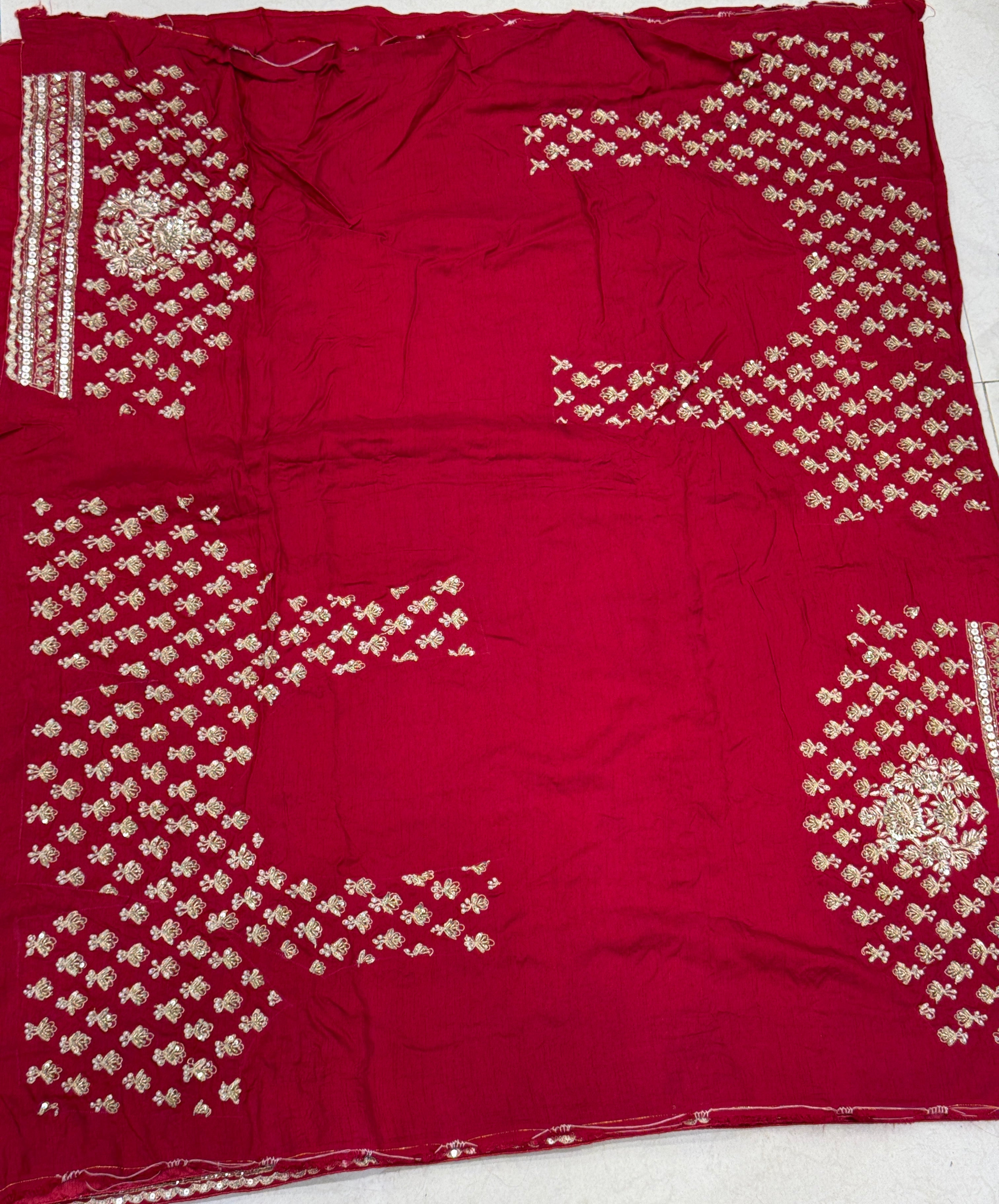 Reddish Maroon Silk Sabyasachi Inspired Zardozi Butti Saree