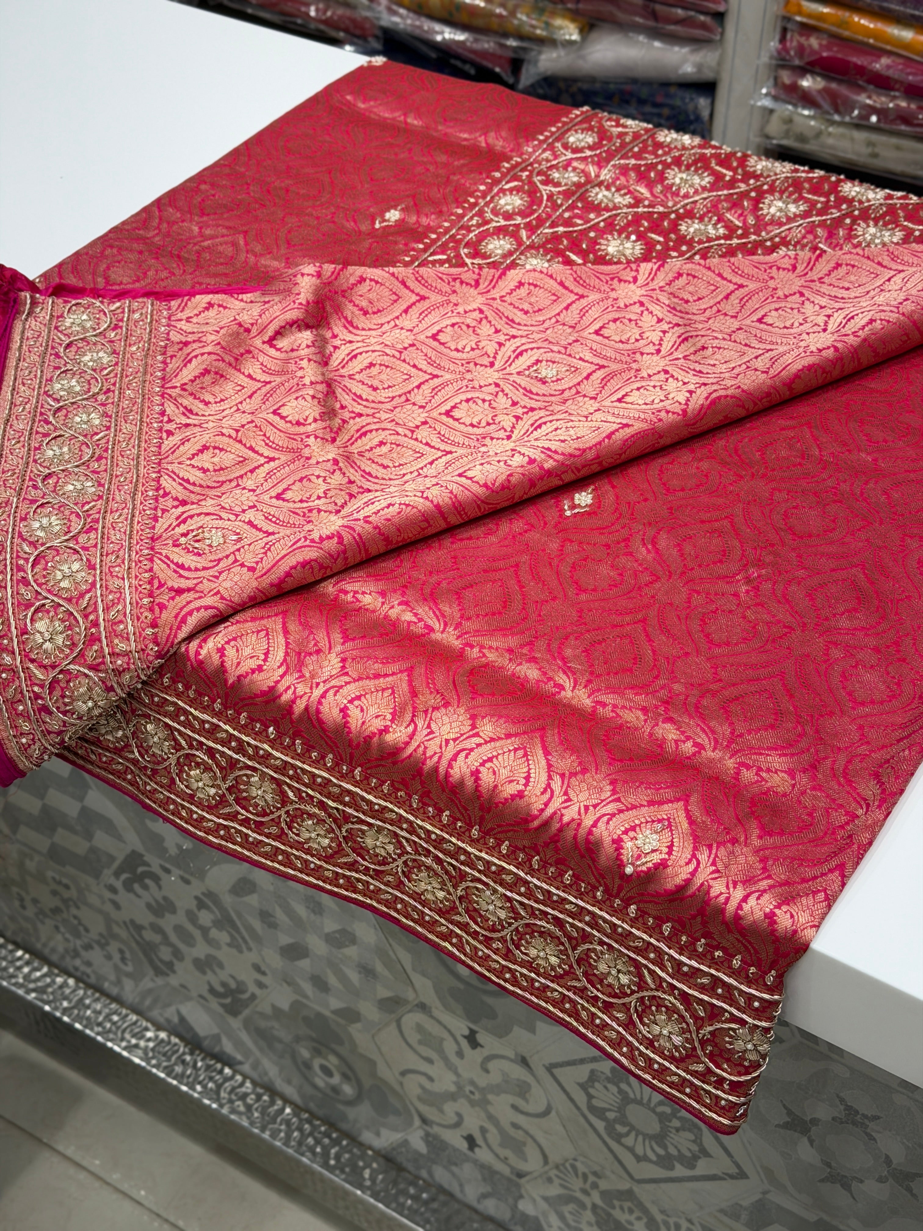 Jhanvi Kapoor Raw Mango Inspired Handloom Banarasi Katan Silk Zardosi Hand Embroidery Saree