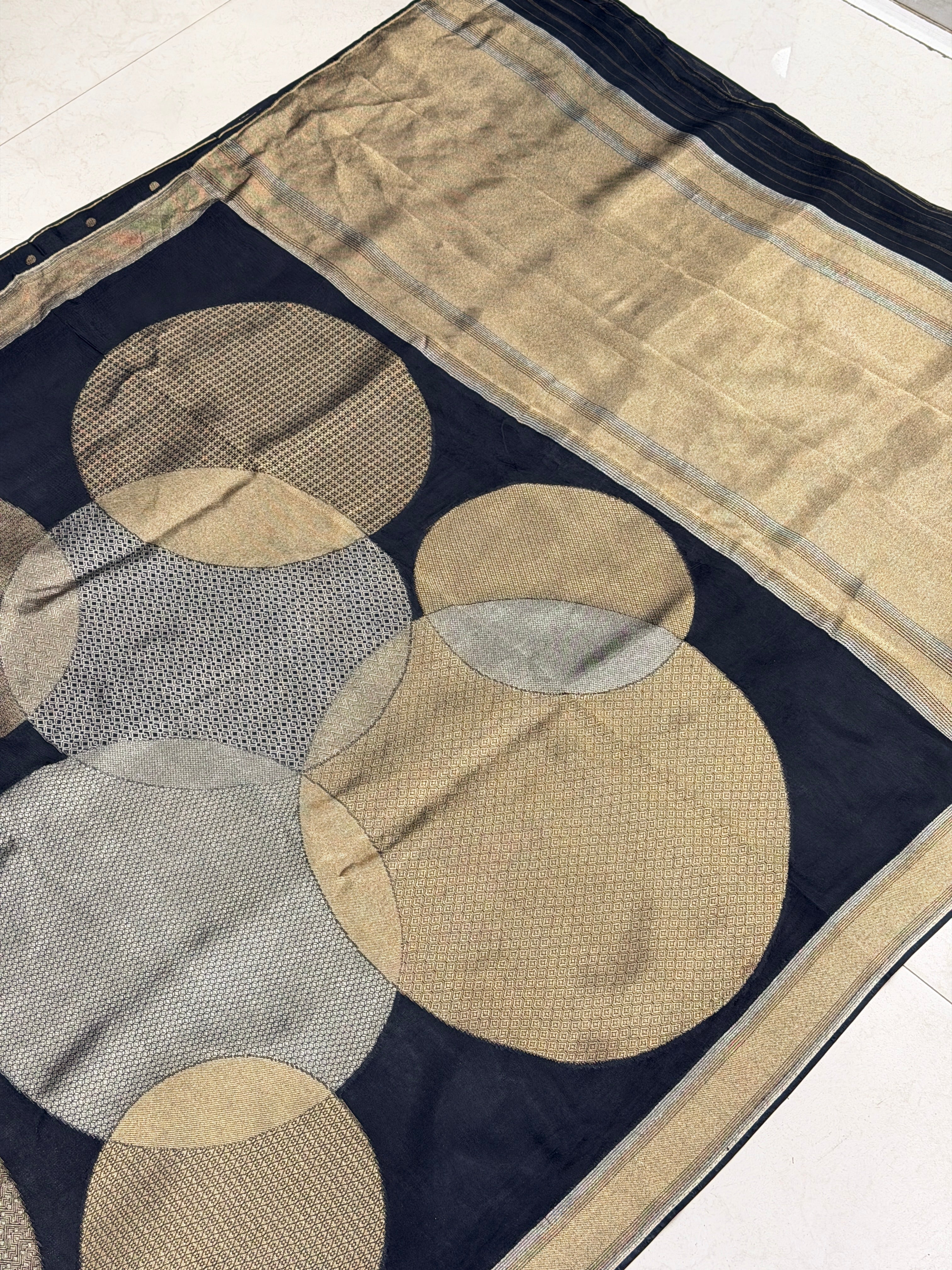 Black Contemporary Banarasi Football Inspired Munga Silk Saree