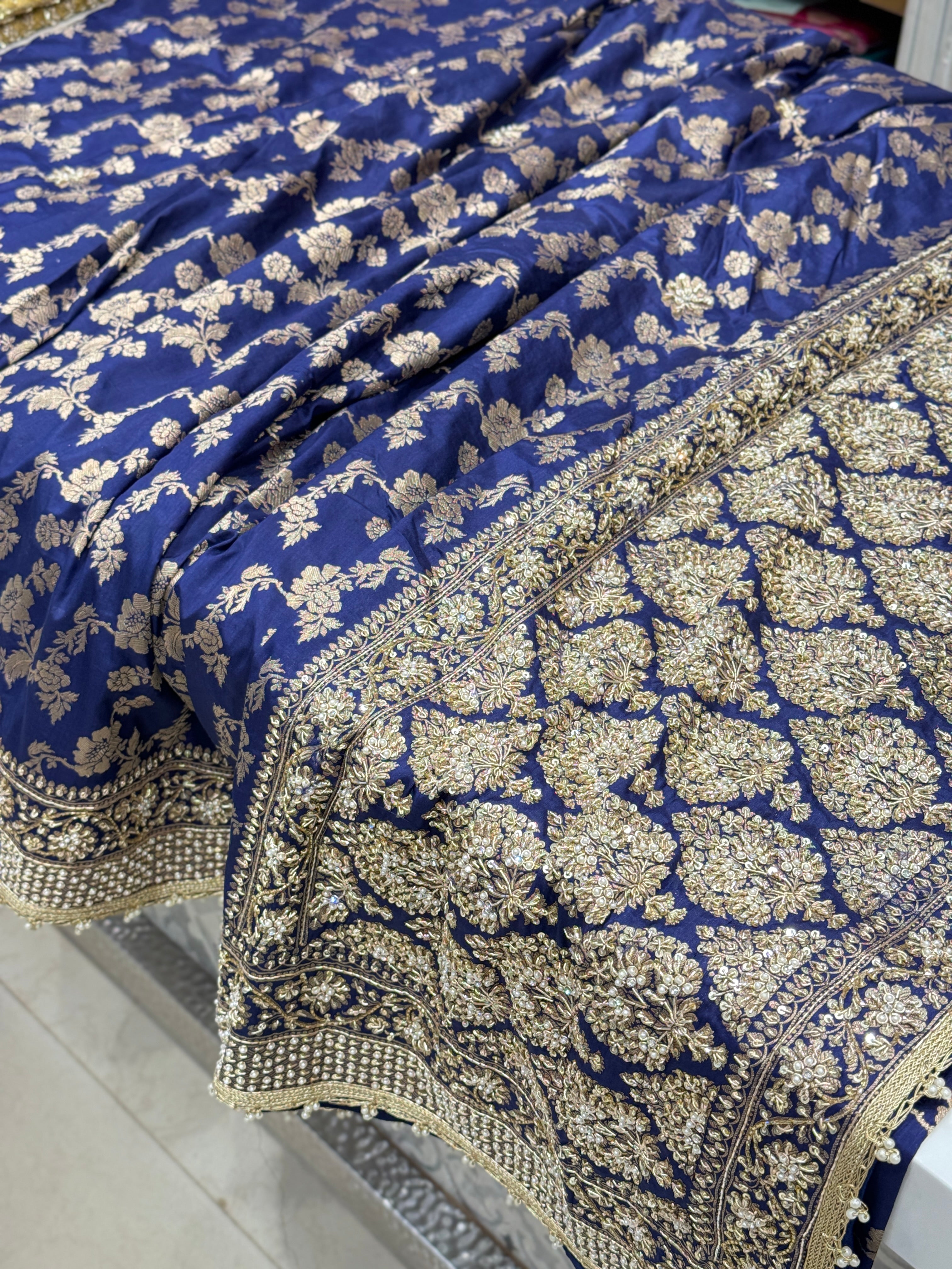 Blue Katan Zardosi Banarasi Saree