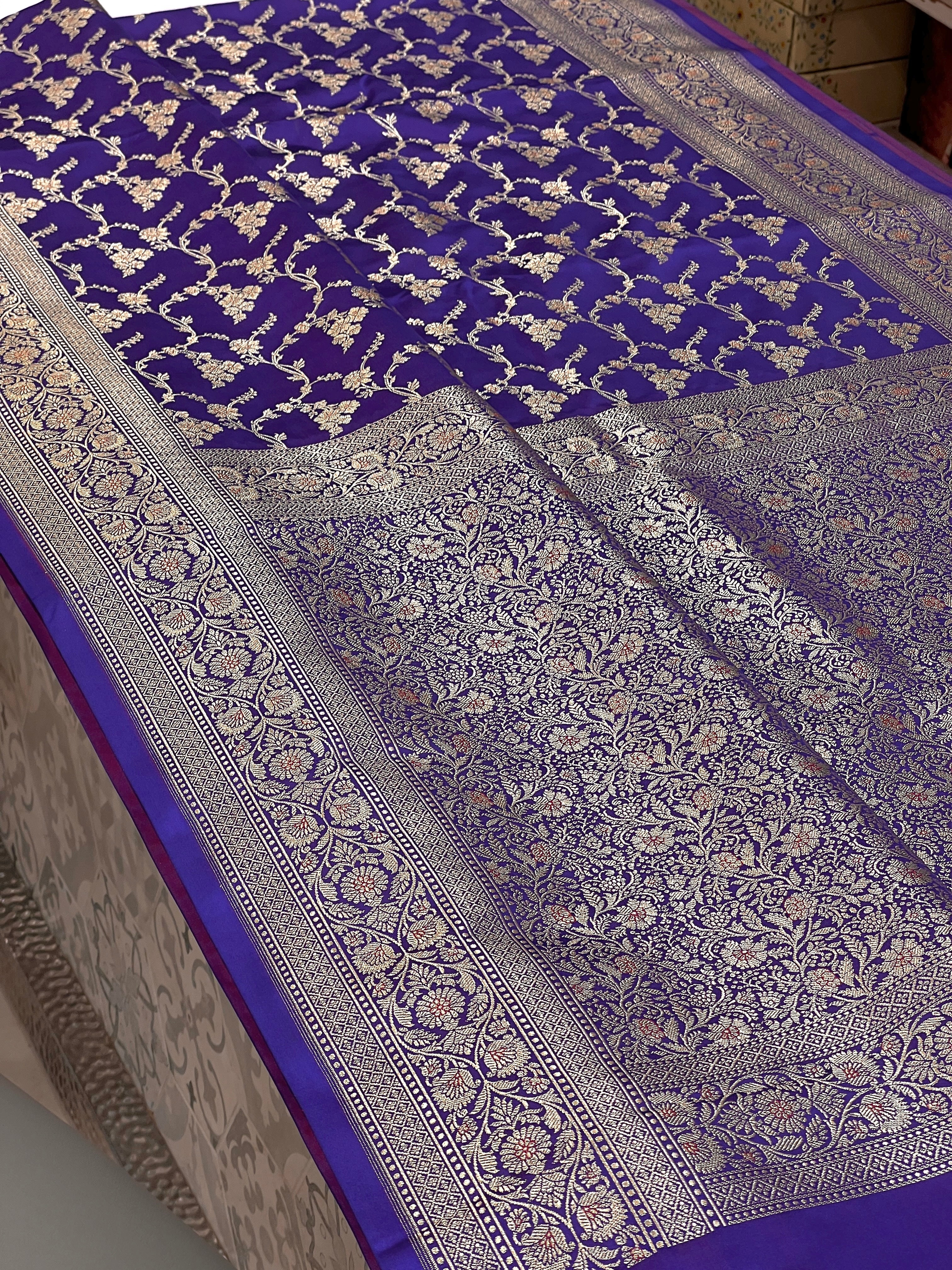 Purple Banarasi Jasmine Jaal Saree