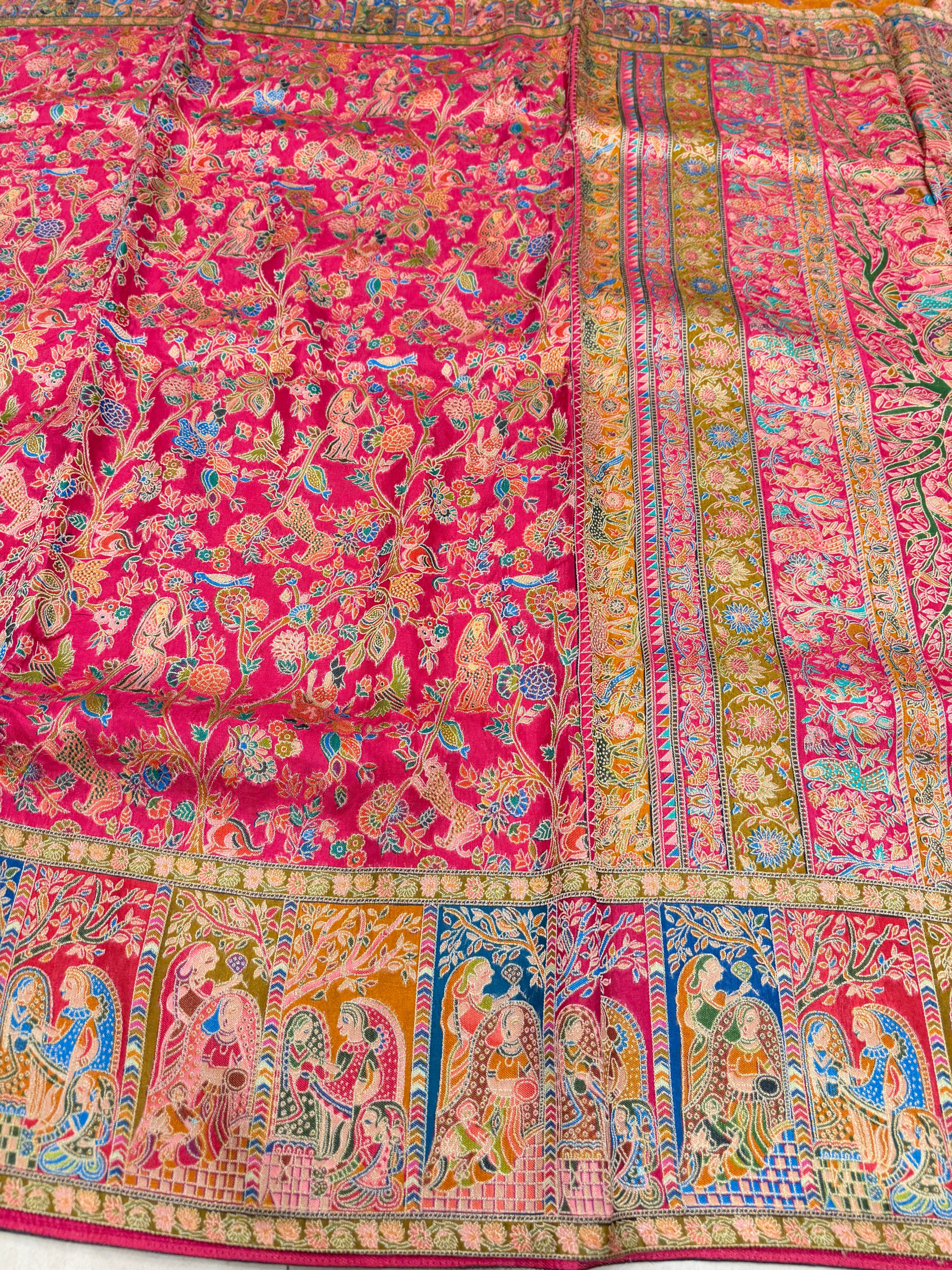 Rani Baluchari Weaved Pashmina Style Multi Colour Saree