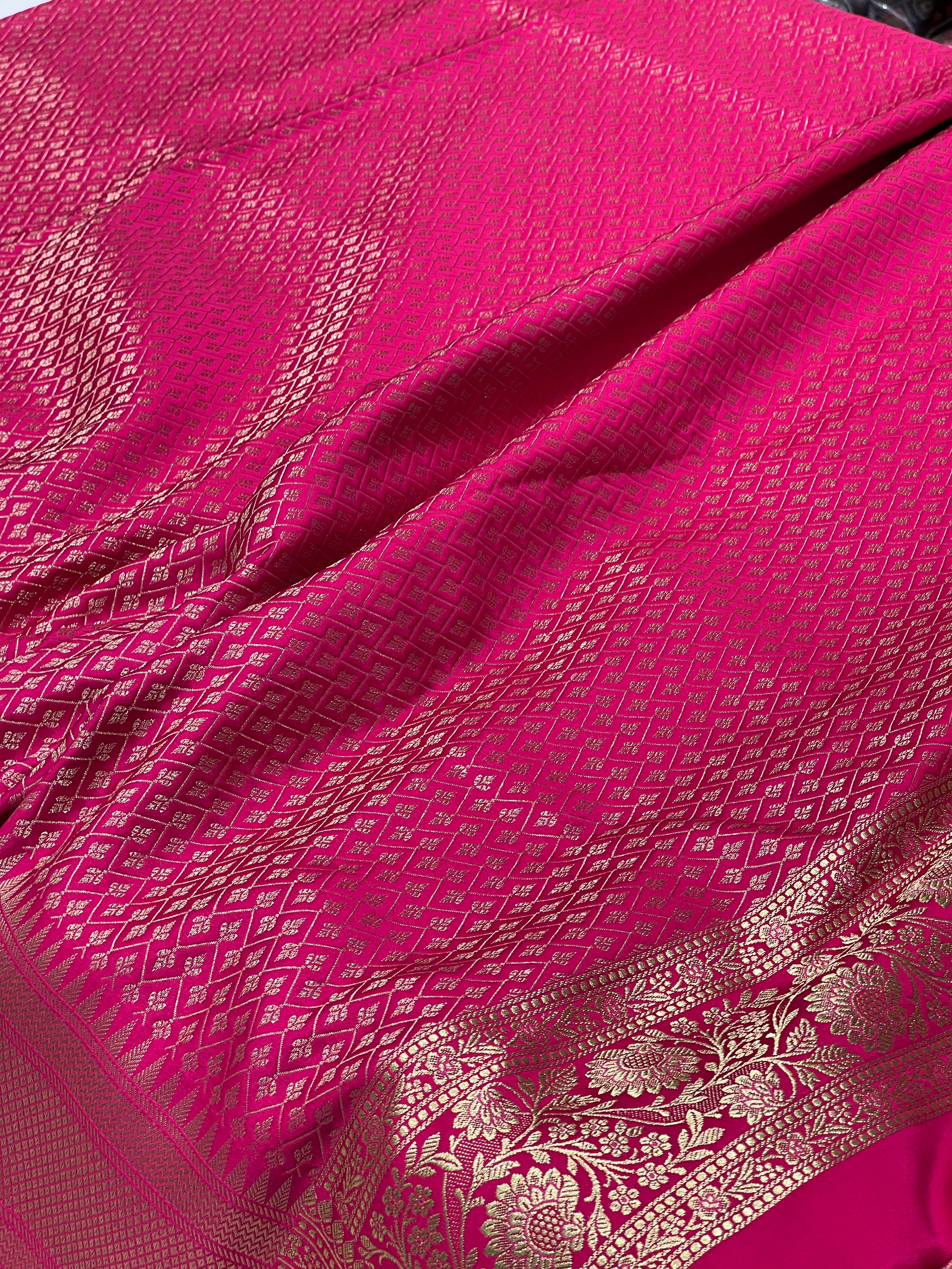 Rani Banarasi Upside Down Border Saree