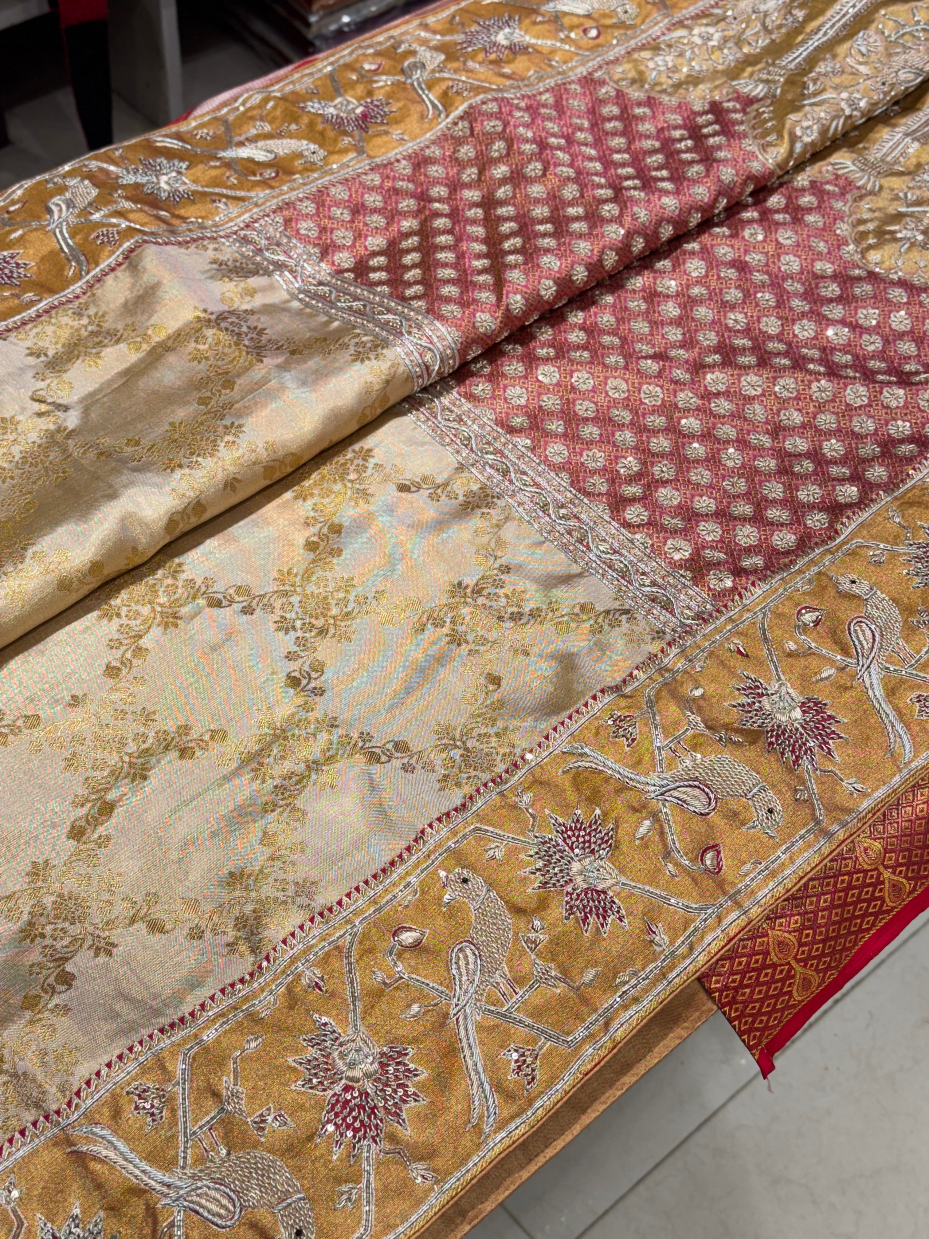 Kanjivaram Paithani Weave with Zardosi Embroidery Hand Made