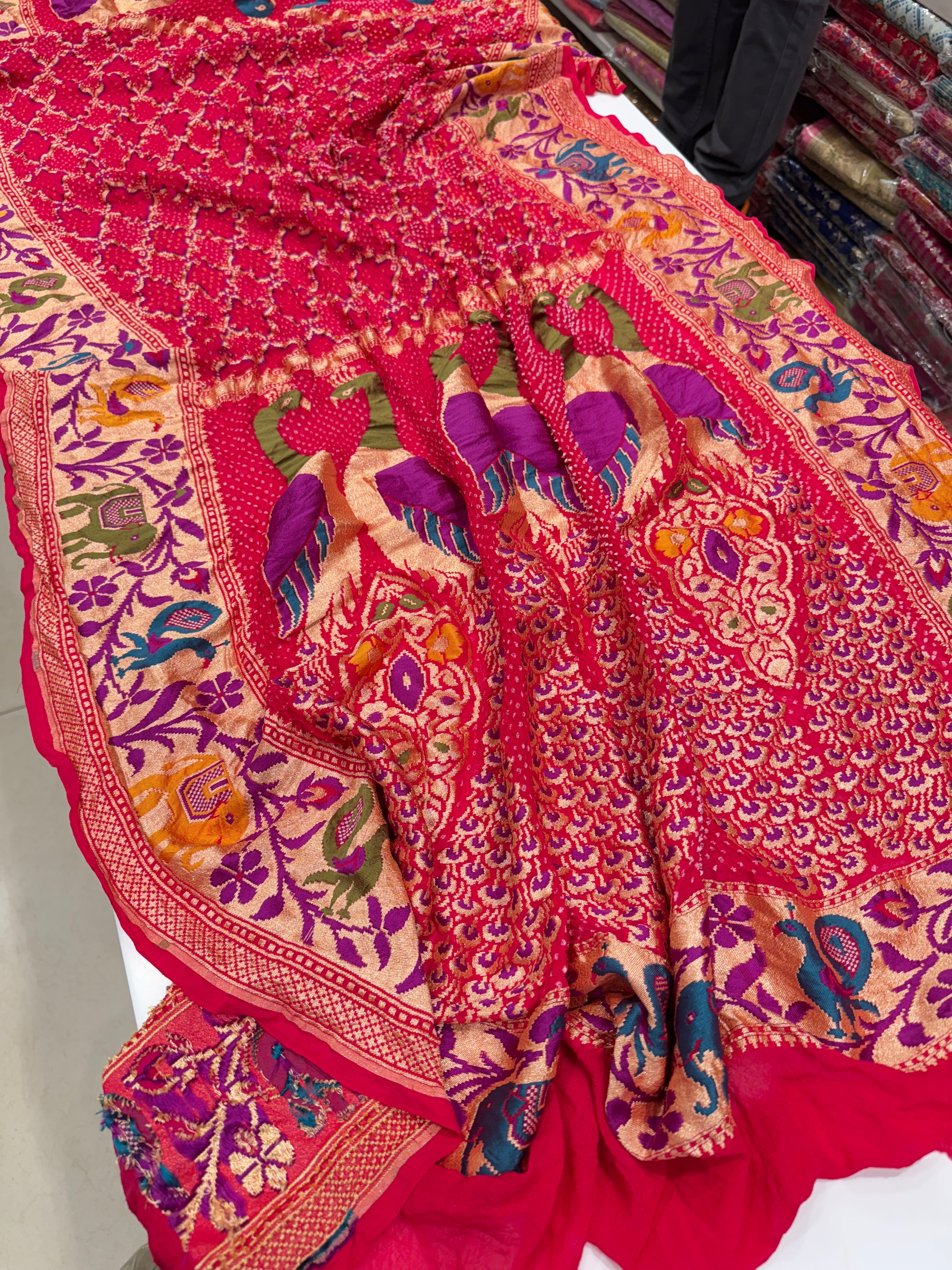 Strawberry Bandhej Meenakari Dupatta