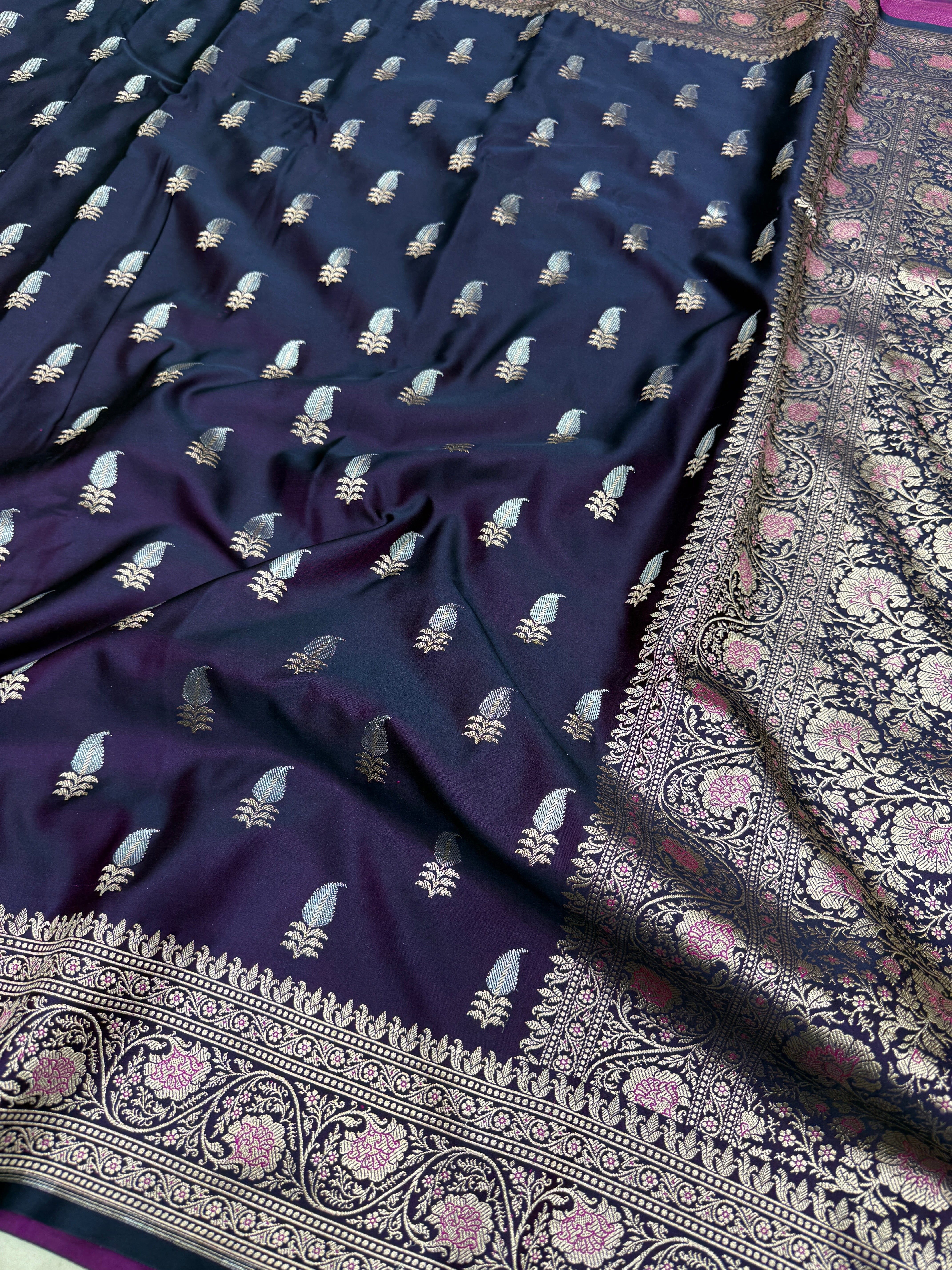 Purple Banarasi Silk Sona Roopa Buttis Saree