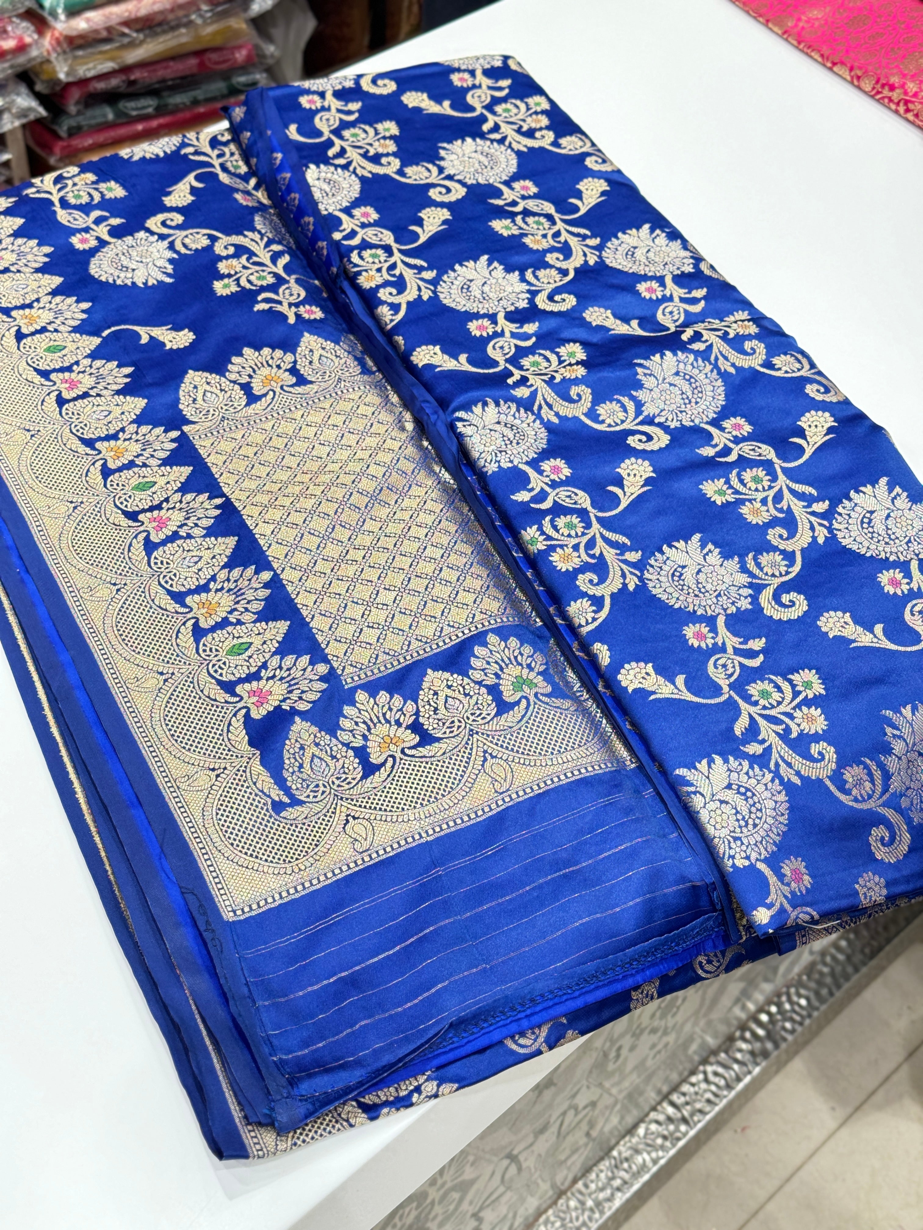 Blue Banarasi Meenakari Jaal Saree