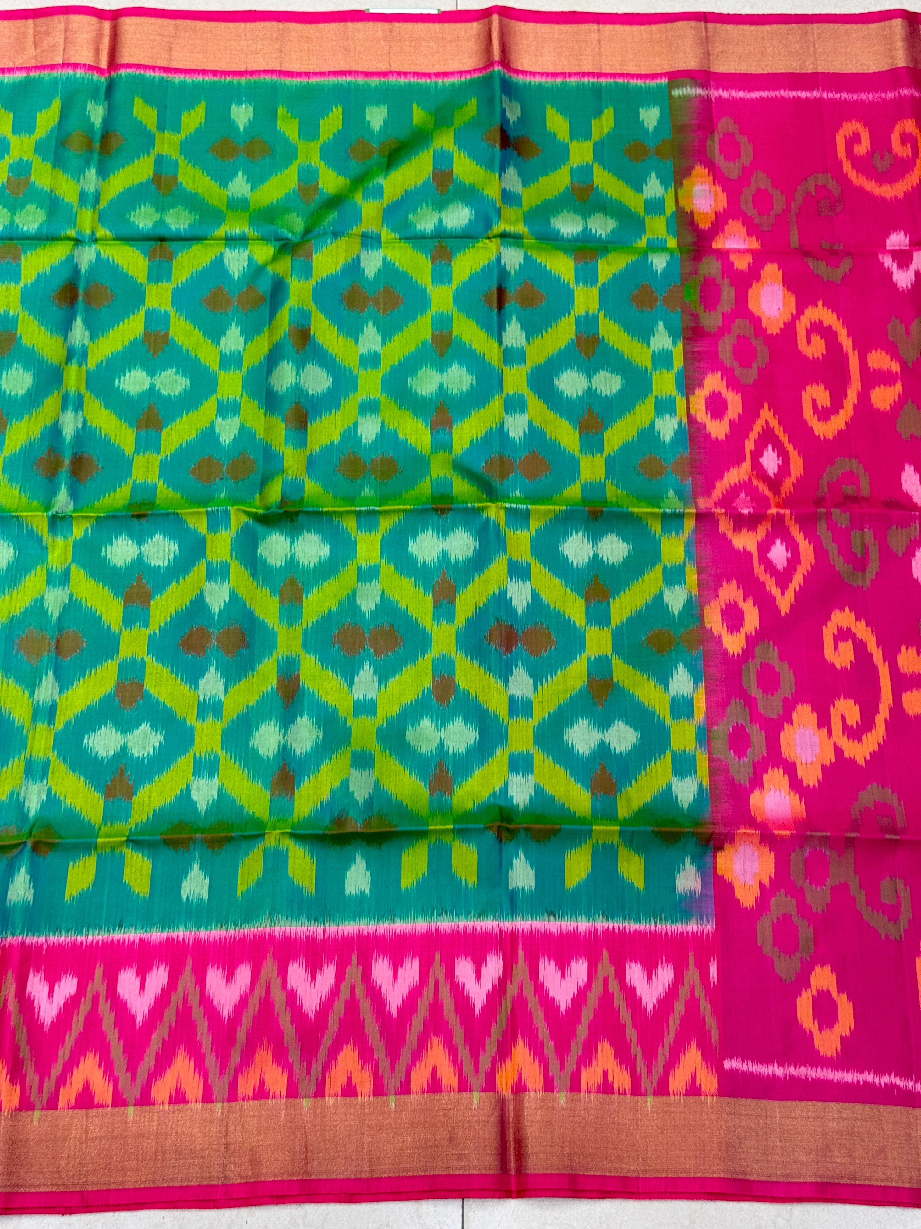 Pista Green Green Pochampally Ikat Patola Saree
