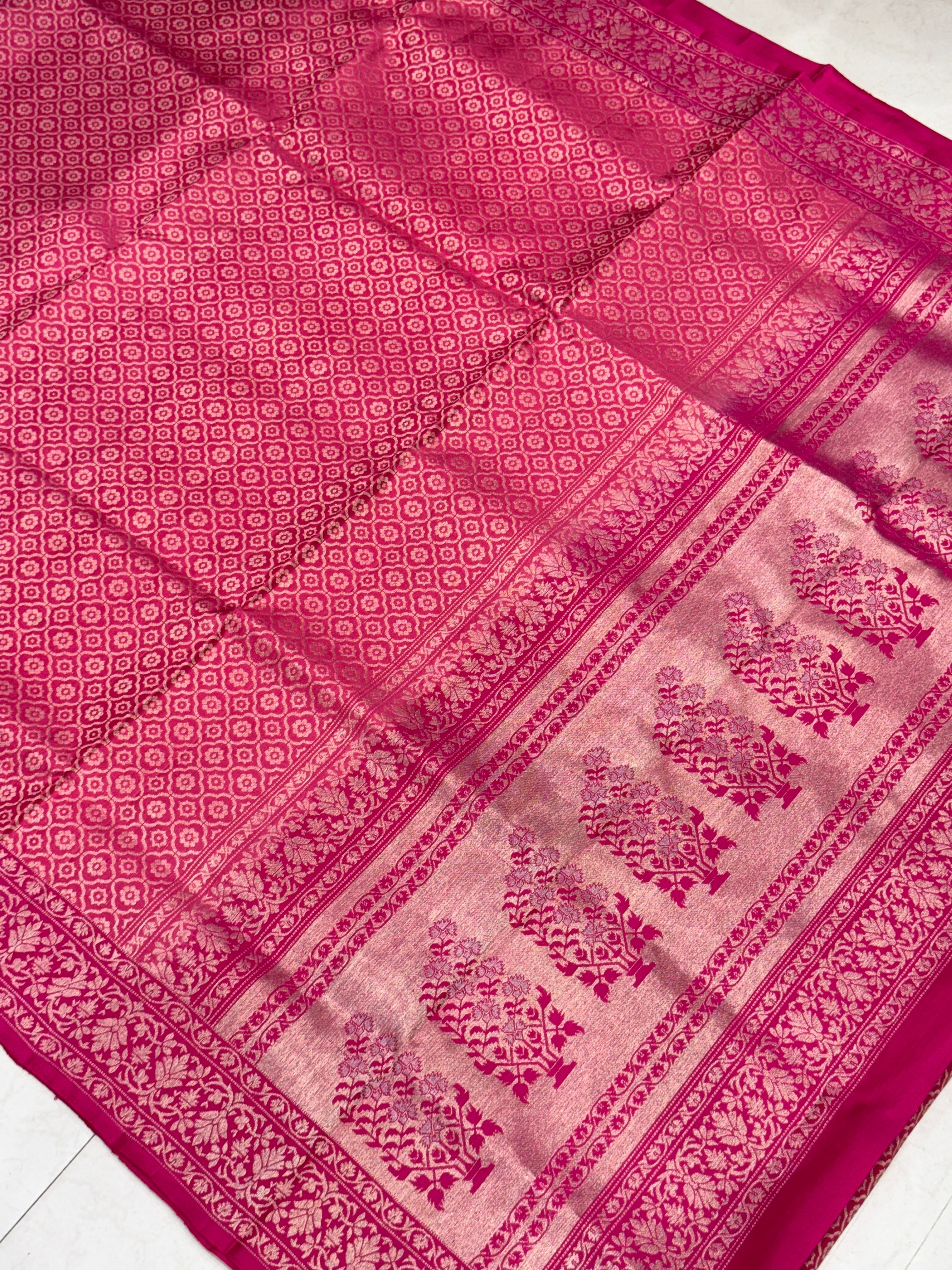 Rani Pink Contemporary Handloom Kanchipuram Pure Silk Saree