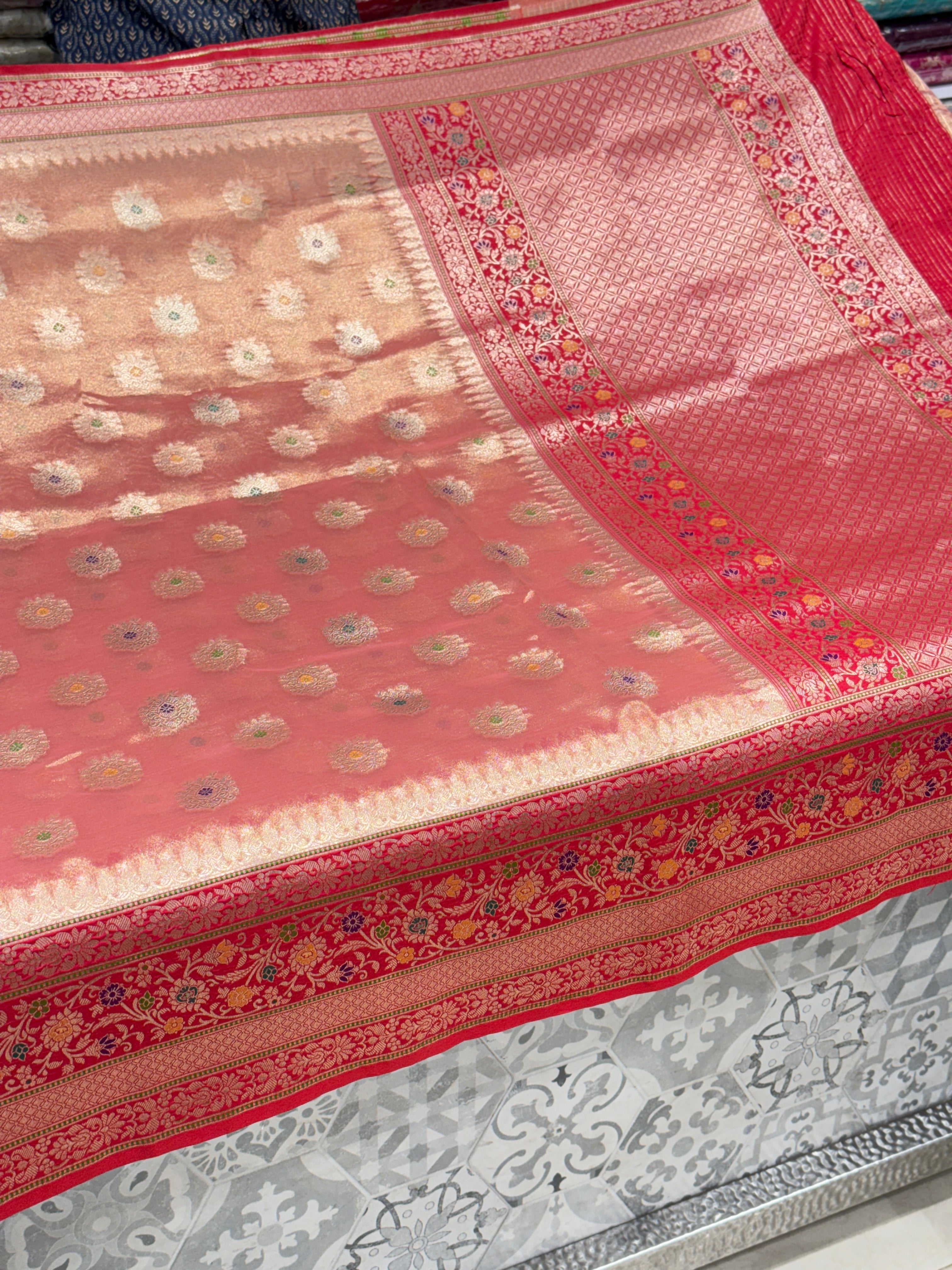 Rani Banarasi Tissue with Silk Border