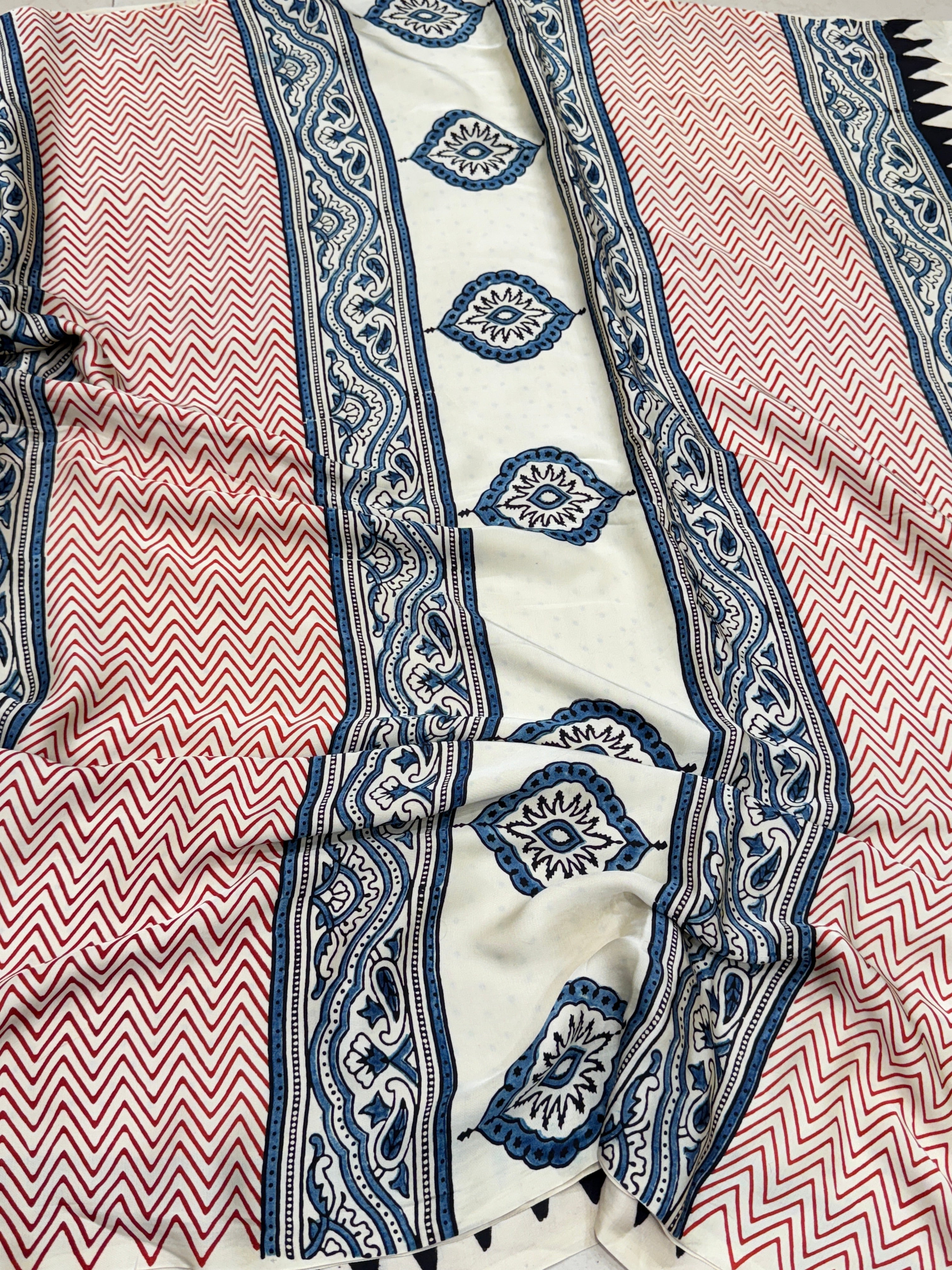 Red Lines Contemporary Ajrakh Saree