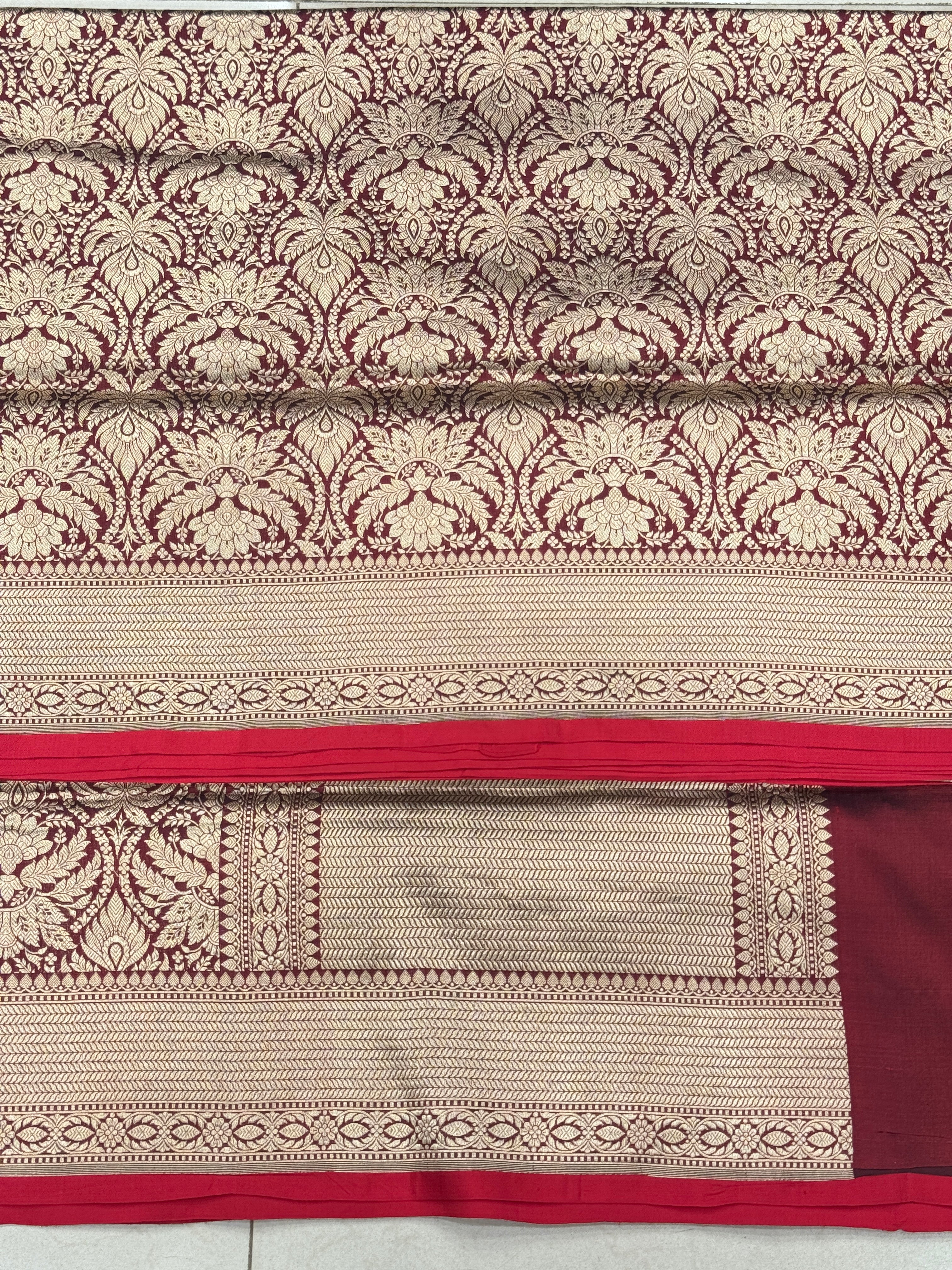 Maroon Jhanvi Kapoor Inspired  Handloom Banarasi Katan Silk Saree