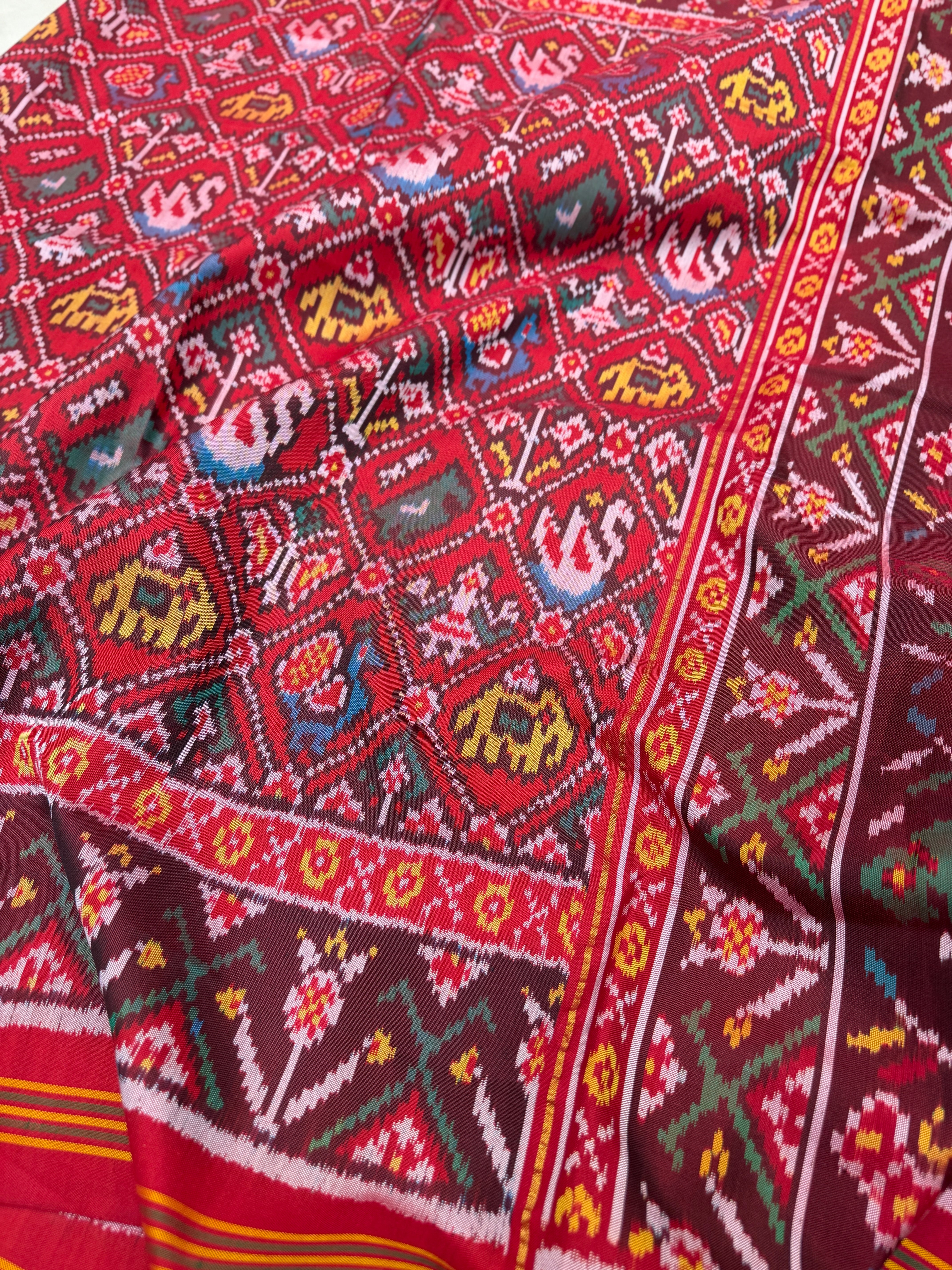 Red Narikunjar Patan Patola Handloom Saree