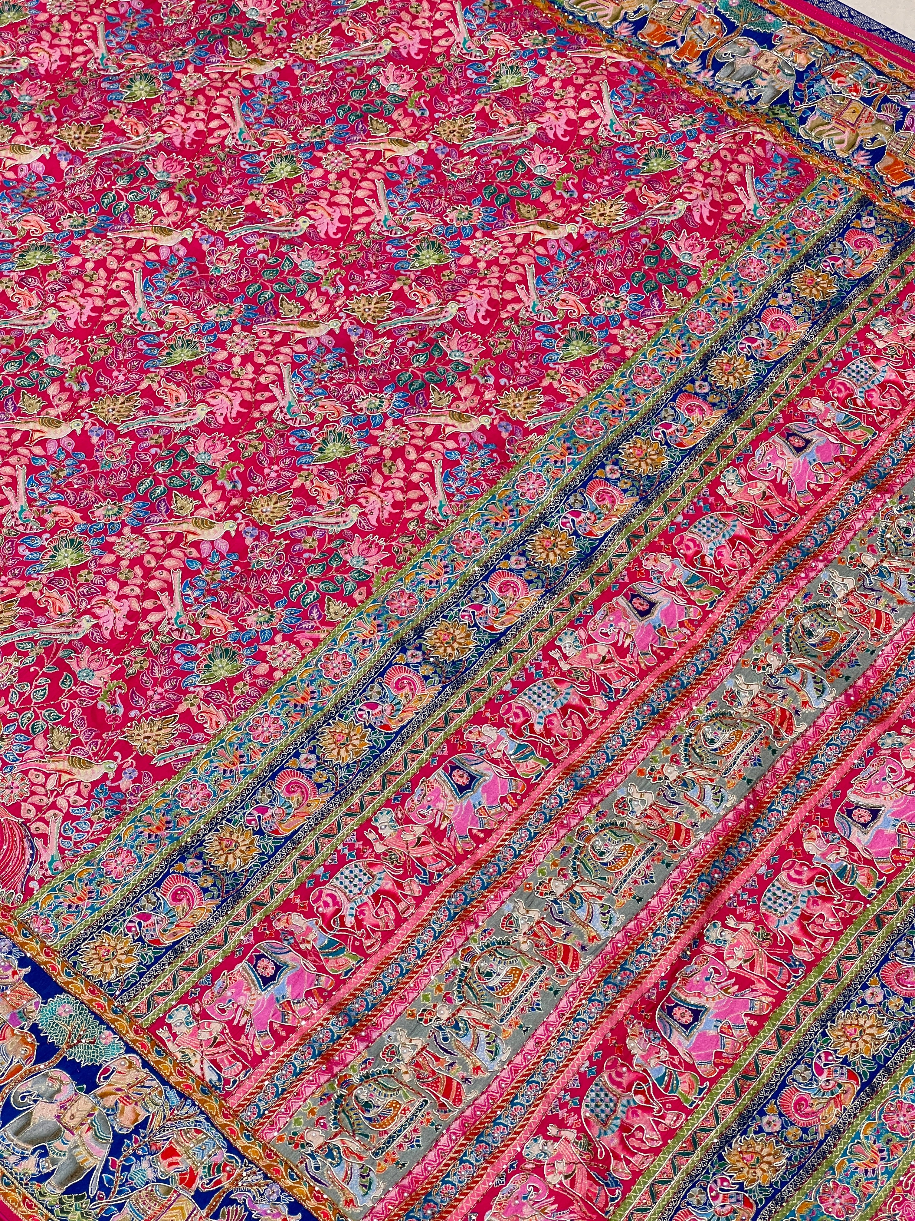 Rani Pashmina Style Silk Saree with Hand Embroidery